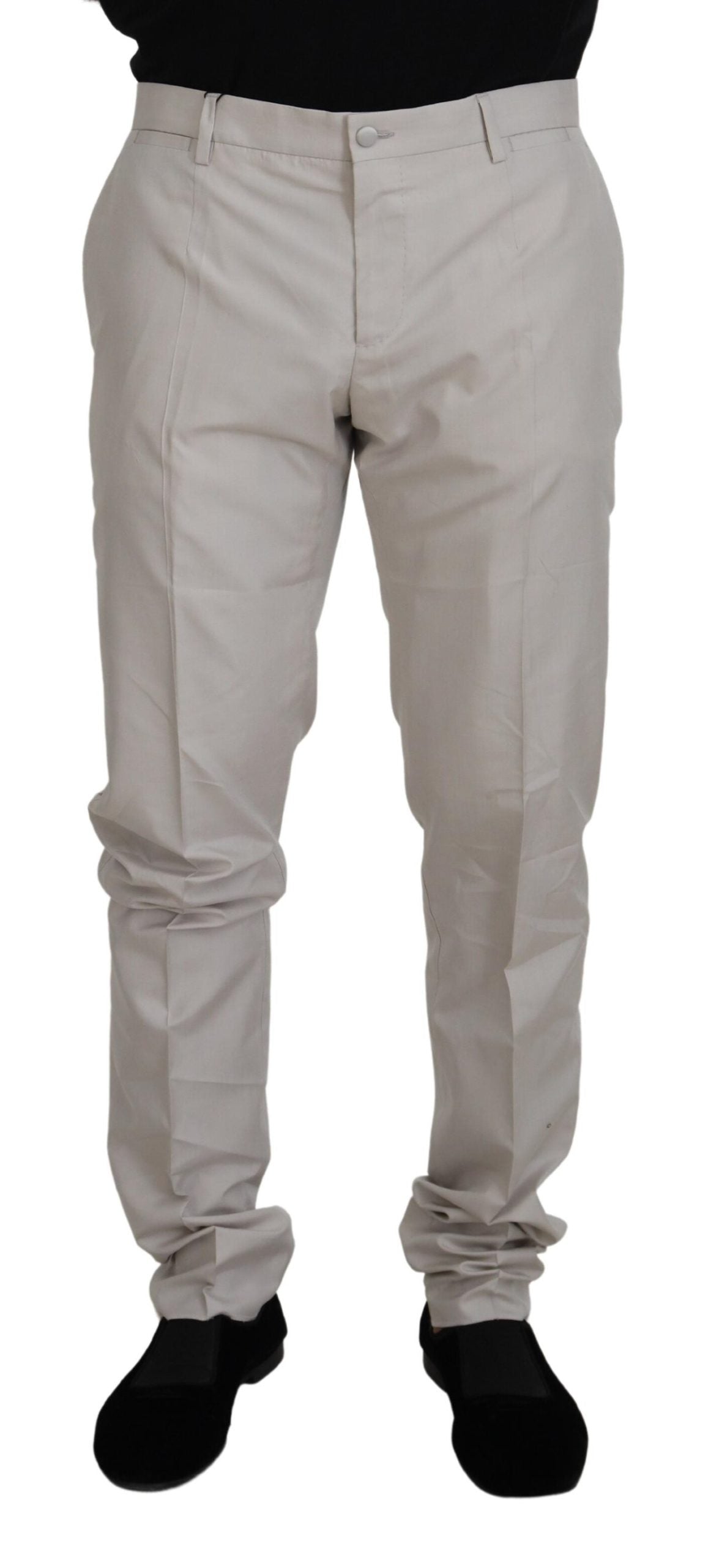 Dolce & Gabbana Elegant Off White Silk Blend Men's Trousers