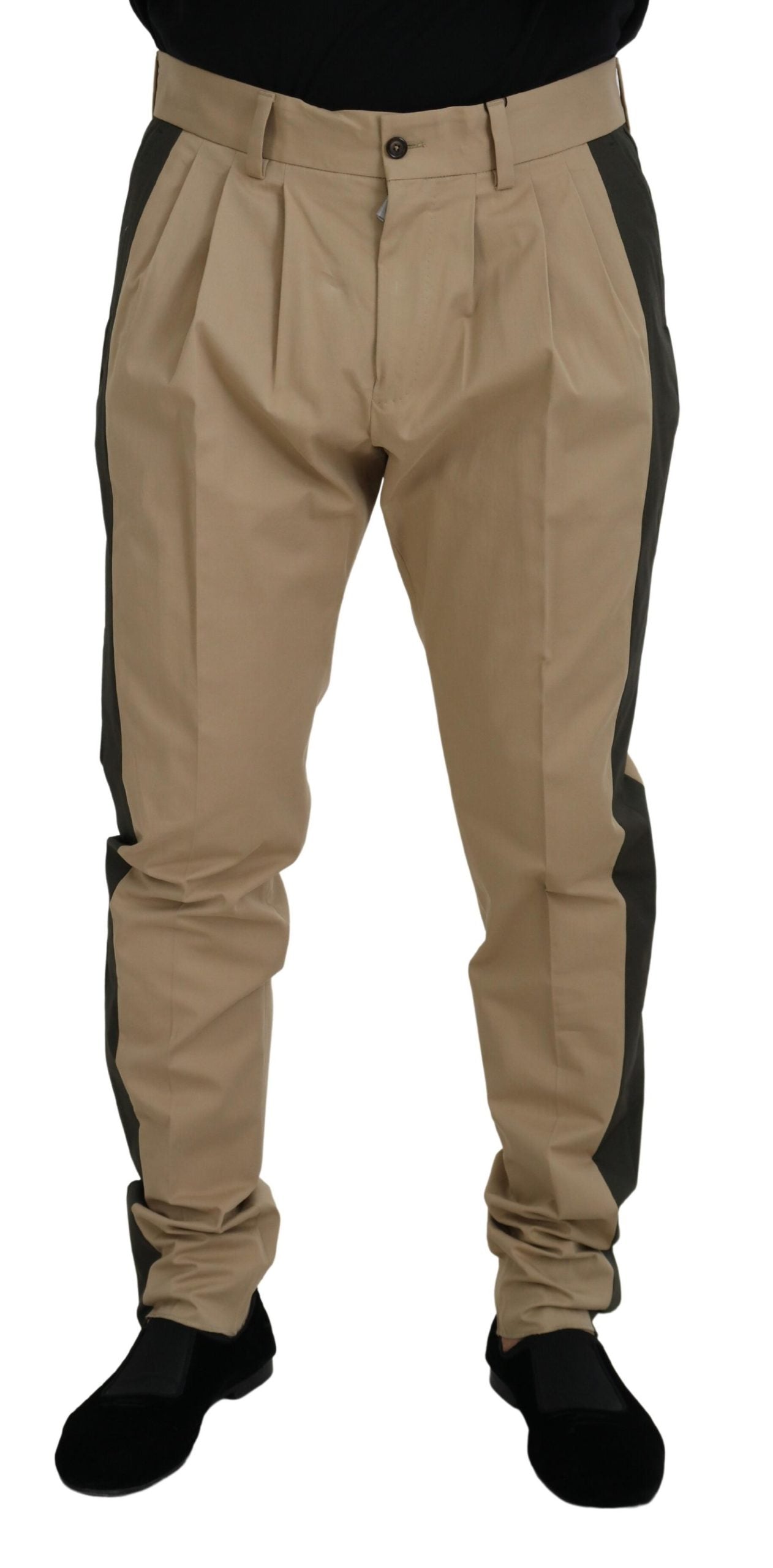 Dolce & Gabbana Brown Black Cotton Chino Men Men's Pants