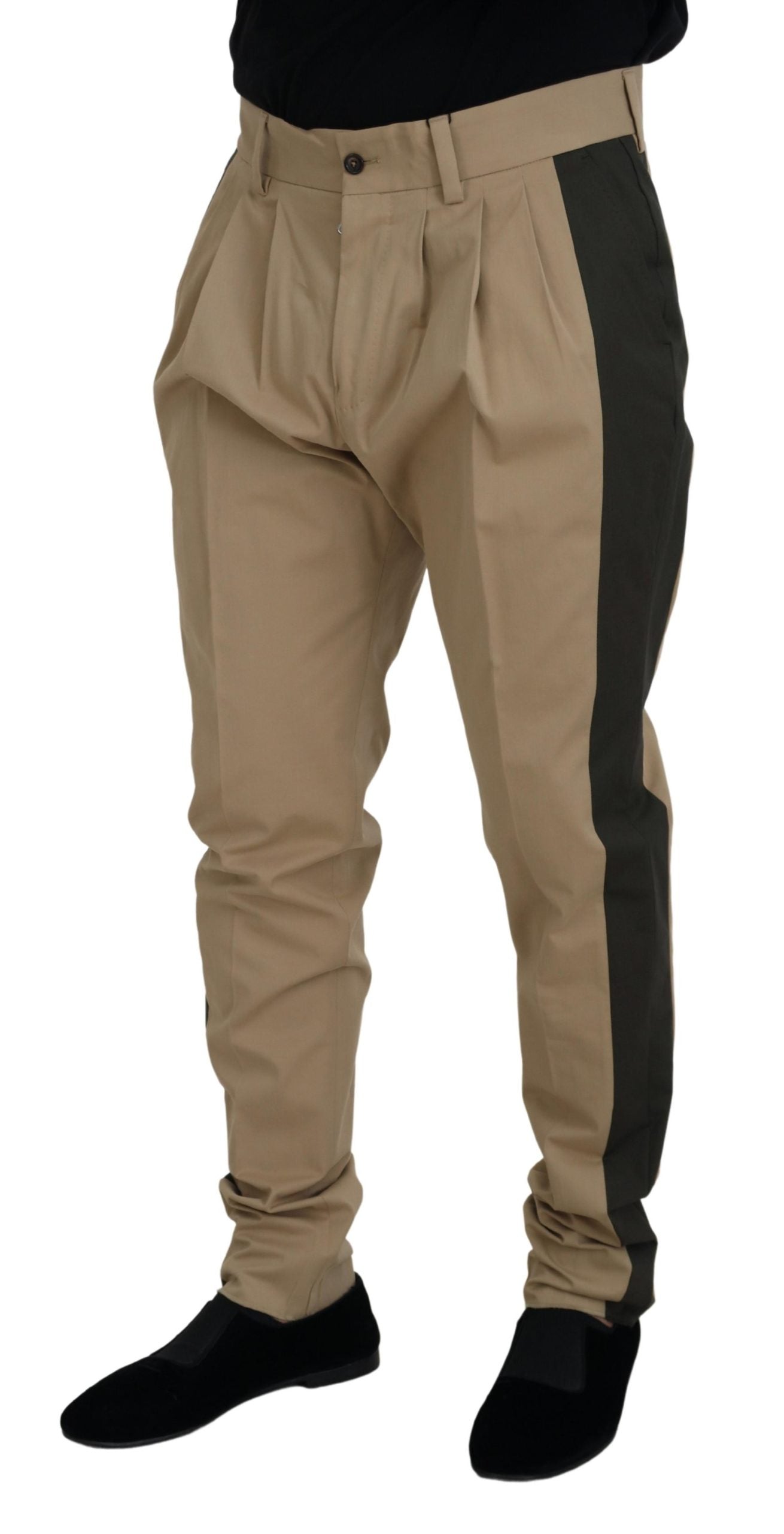 Dolce & Gabbana Brown Black Cotton Chino Men Men's Pants