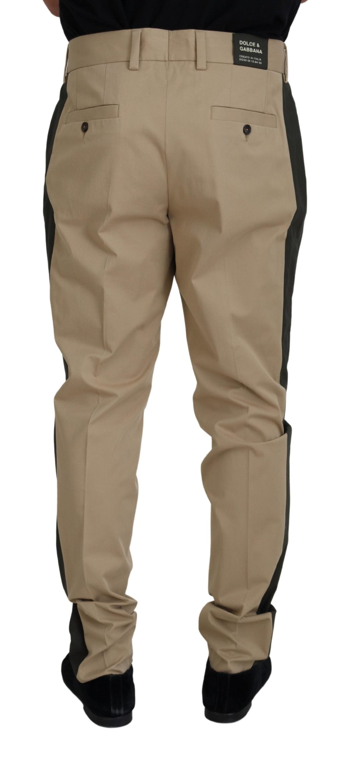 Dolce & Gabbana Brown Black Cotton Chino Men Men's Pants