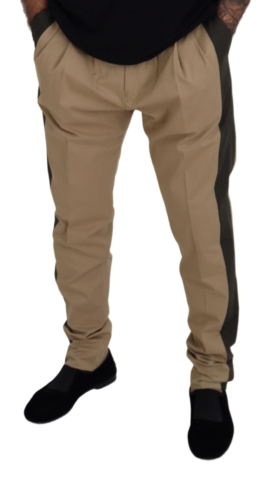 Dolce & Gabbana Brown Black Cotton Chino Men Men's Pants