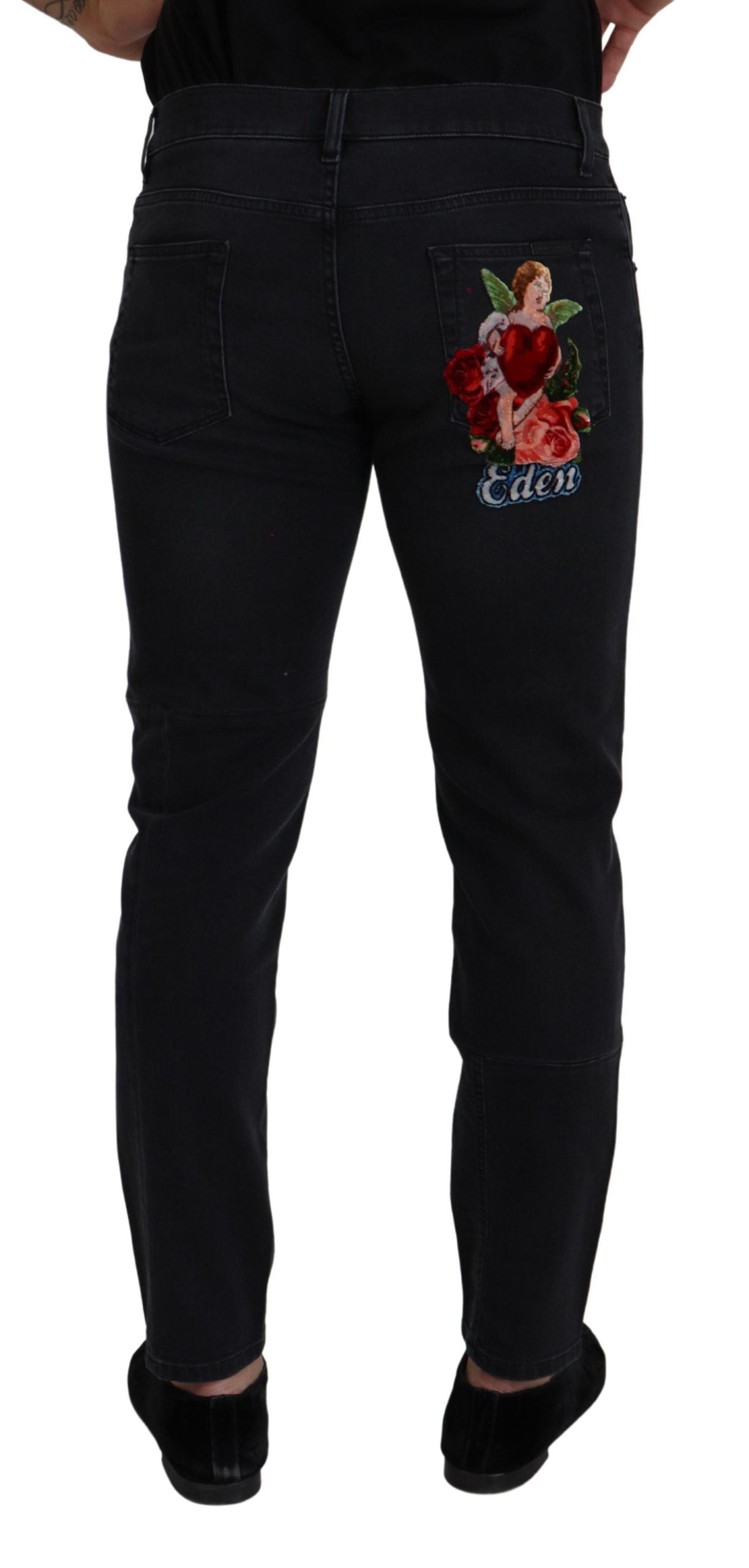 Dolce & Gabbana Sleek Black Cotton Blend Denim Men's Pants