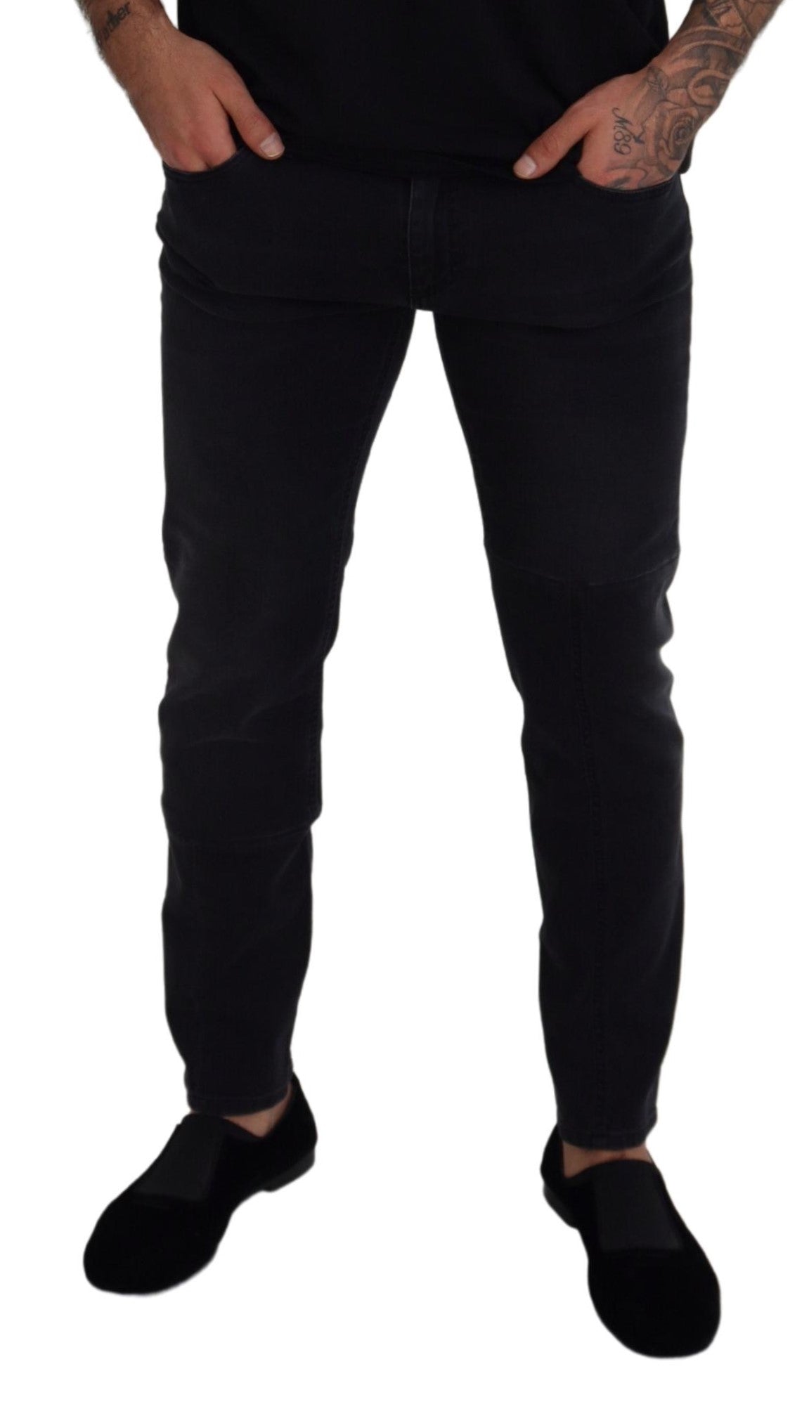 Dolce & Gabbana Sleek Black Cotton Blend Denim Men's Pants