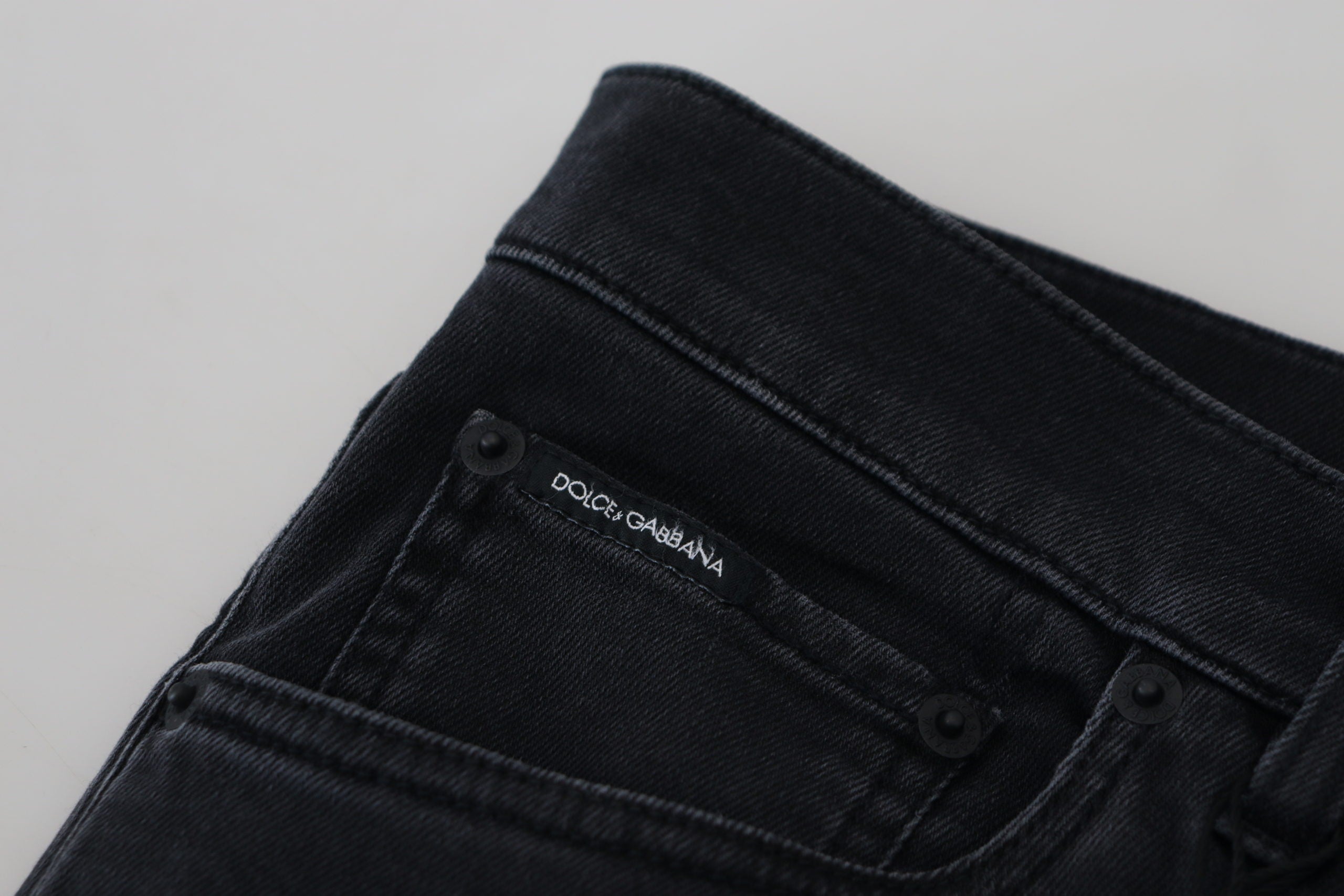Dolce & Gabbana Sleek Black Cotton Blend Denim Men's Pants