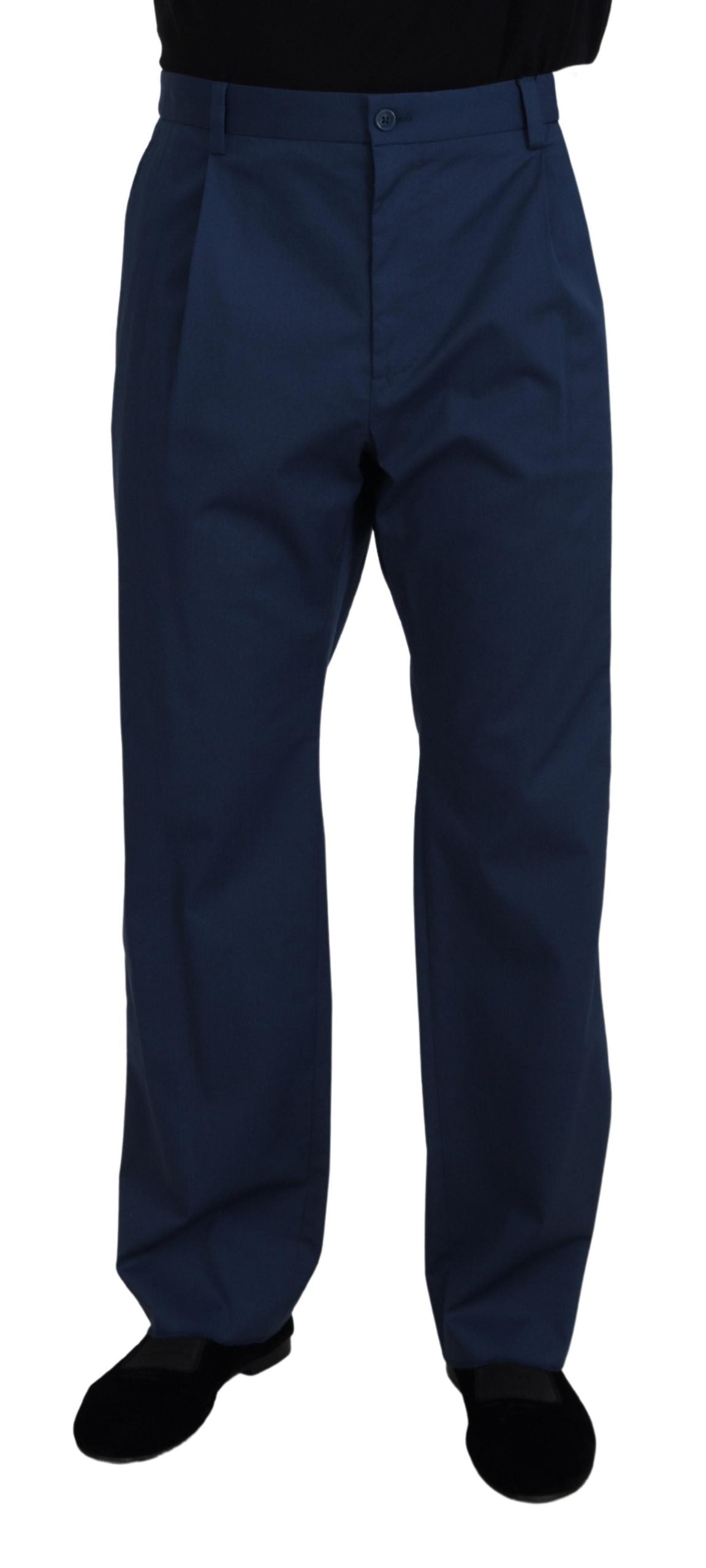 Dolce & Gabbana Blue Cotton Straight Fit Men's Pants