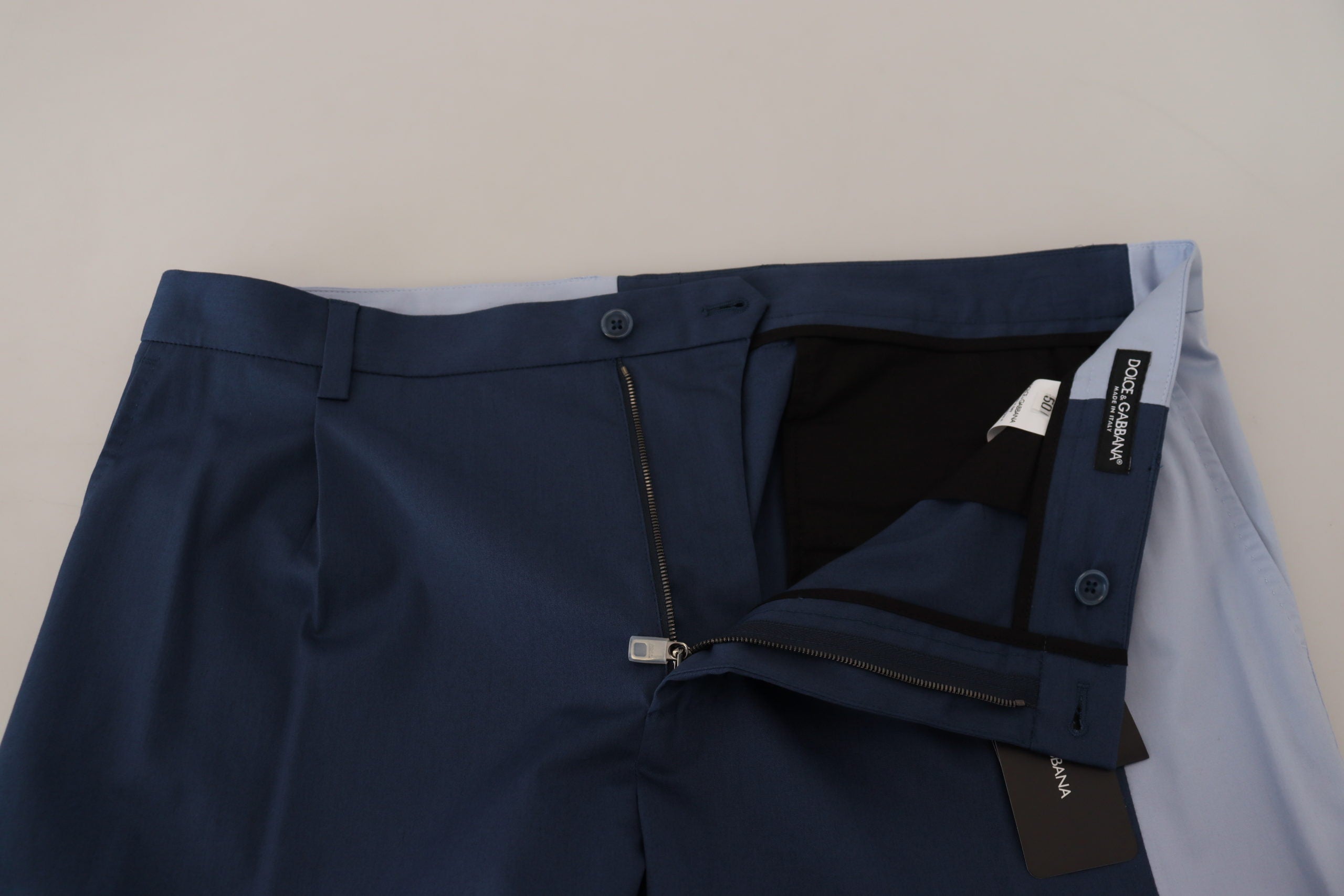 Dolce & Gabbana Blue Cotton Straight Fit Men's Pants