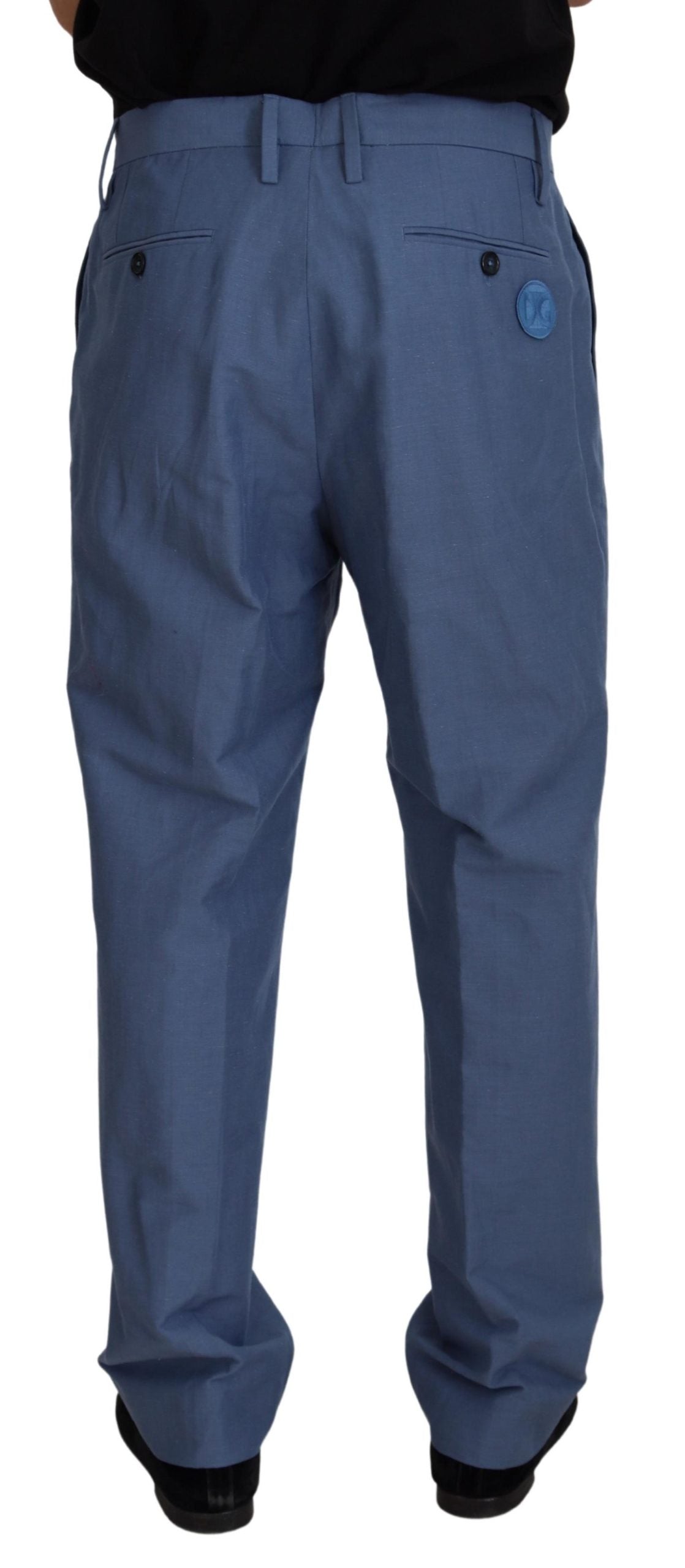Dolce & Gabbana Blue Linen Chino Men Formal Men's Pants