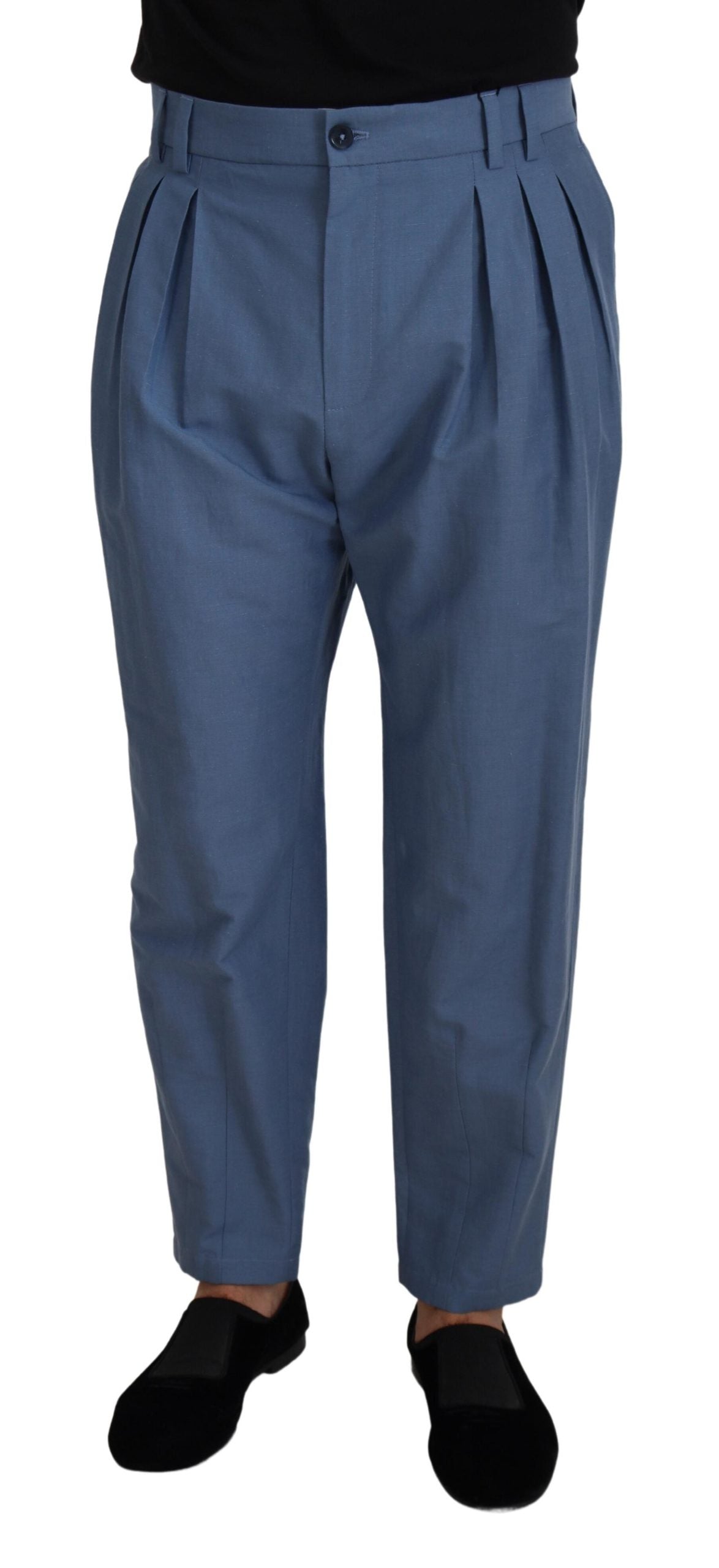 Dolce & Gabbana Blue Linen Chino Formal Men's Pants