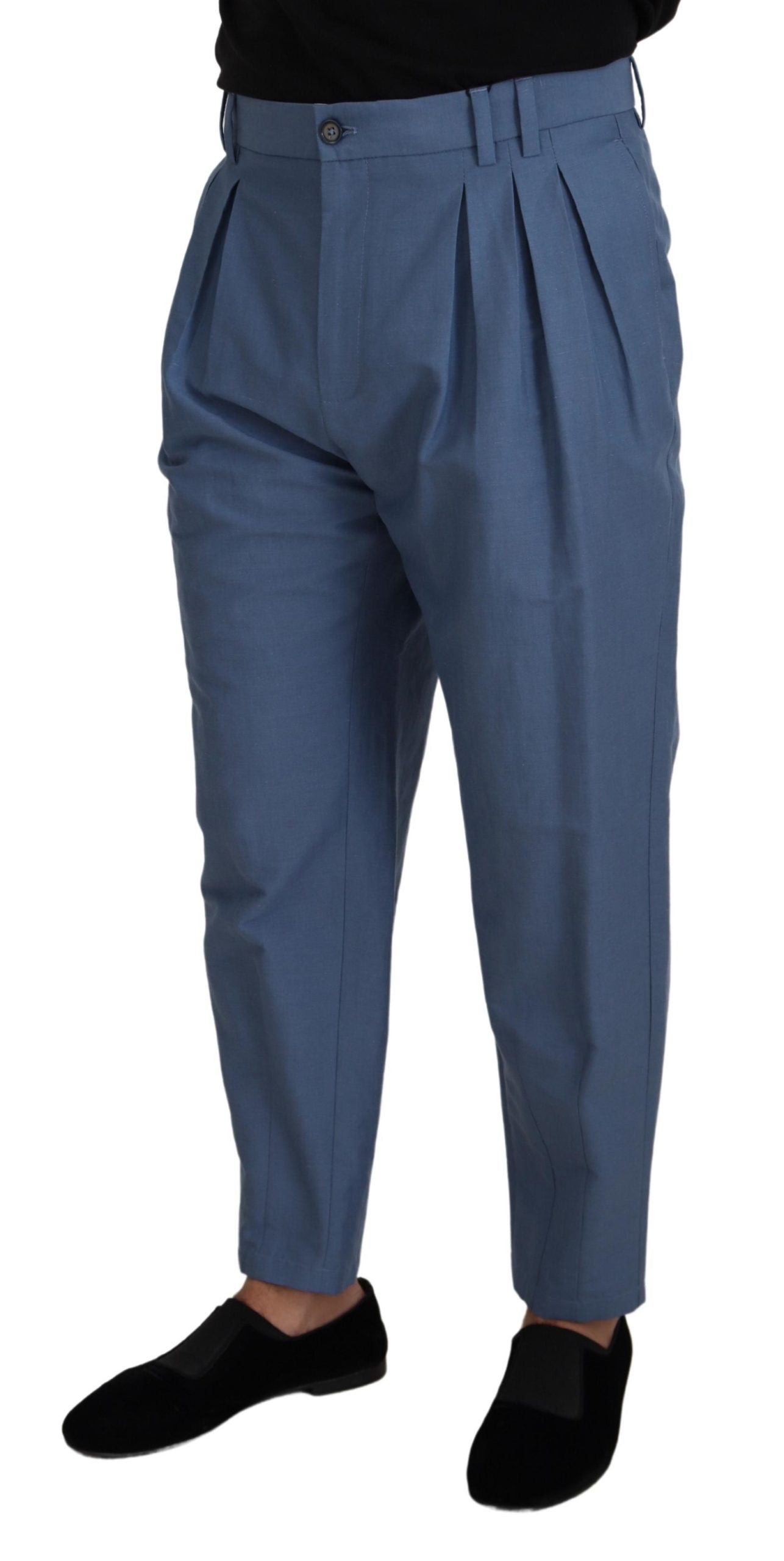 Dolce & Gabbana Blue Linen Chino Formal Men's Pants