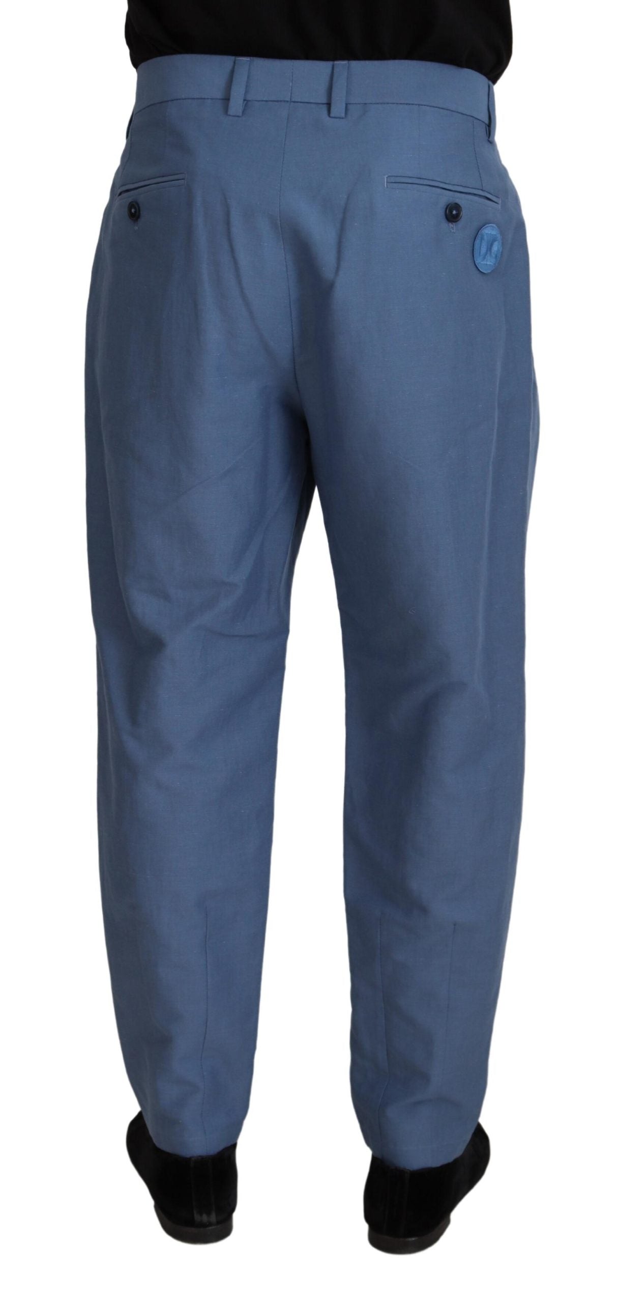 Dolce & Gabbana Blue Linen Chino Formal Men's Pants