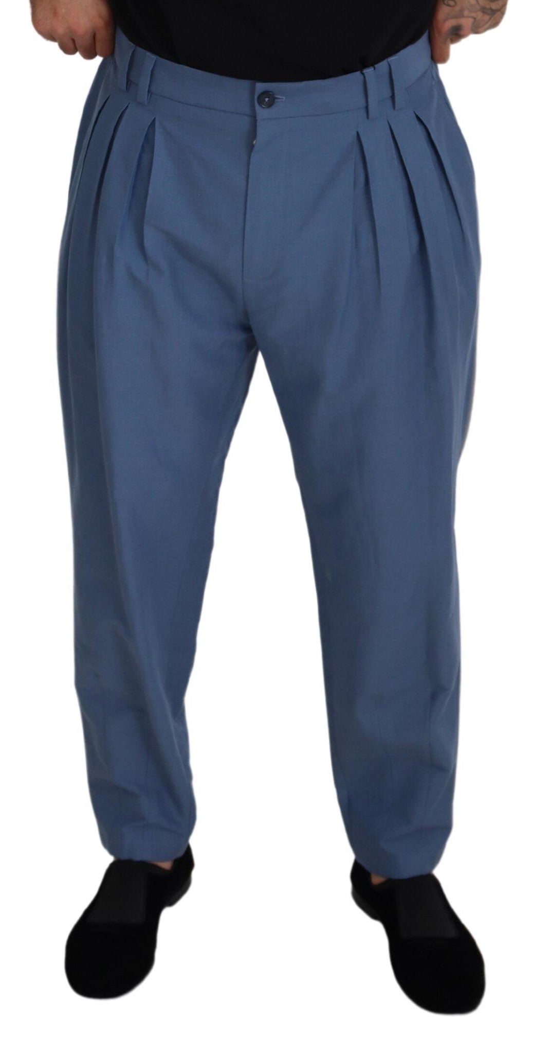 Dolce & Gabbana Blue Linen Chino Formal Men's Pants