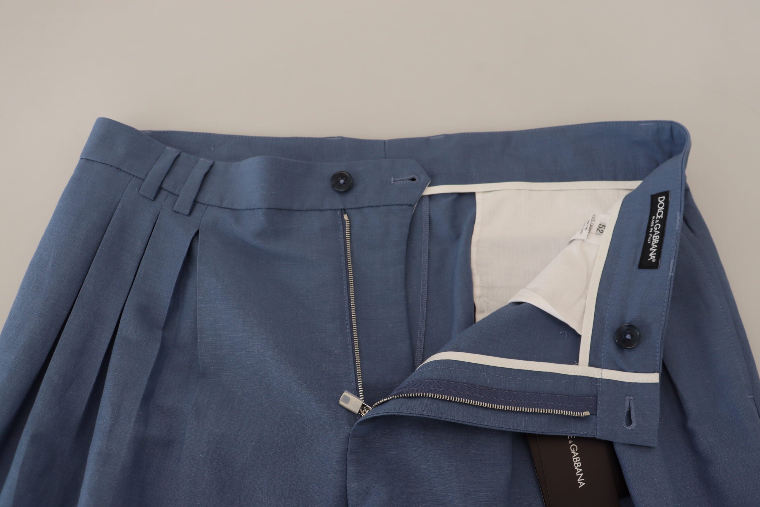 Dolce & Gabbana Blue Linen Chino Formal Men's Pants