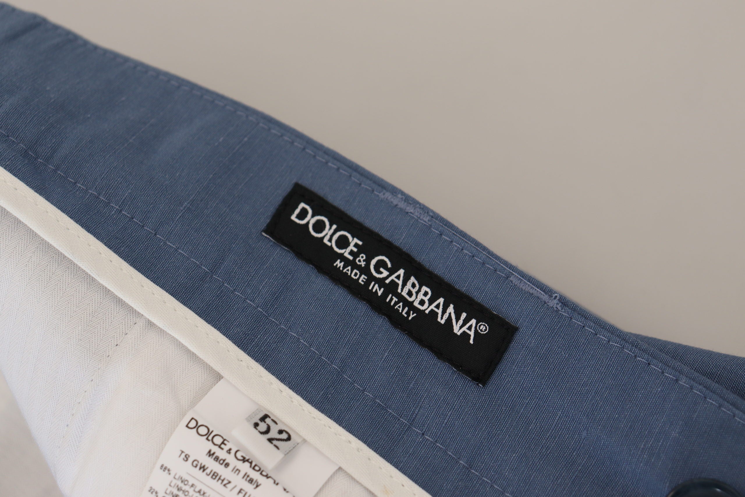 Dolce & Gabbana Blue Linen Chino Formal Men's Pants