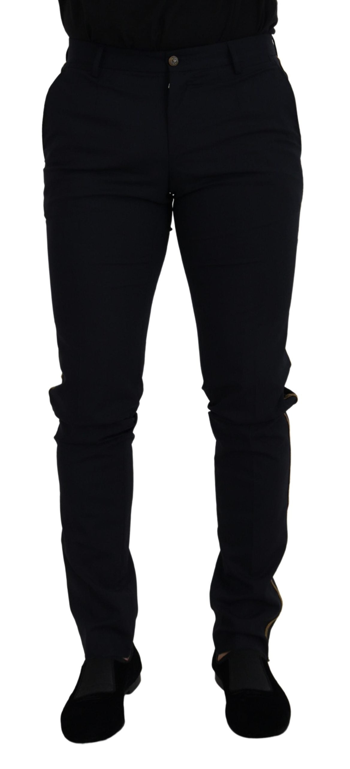 Dolce & Gabbana Black Wool Slim Formal Men's Pants