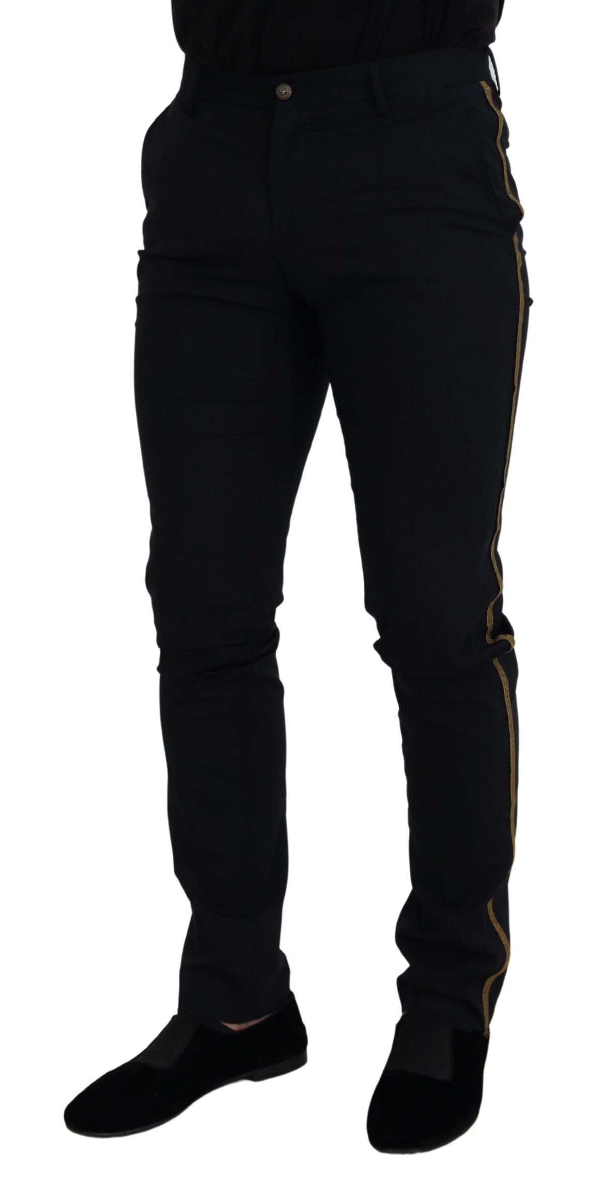Dolce & Gabbana Black Wool Slim Formal Men's Pants
