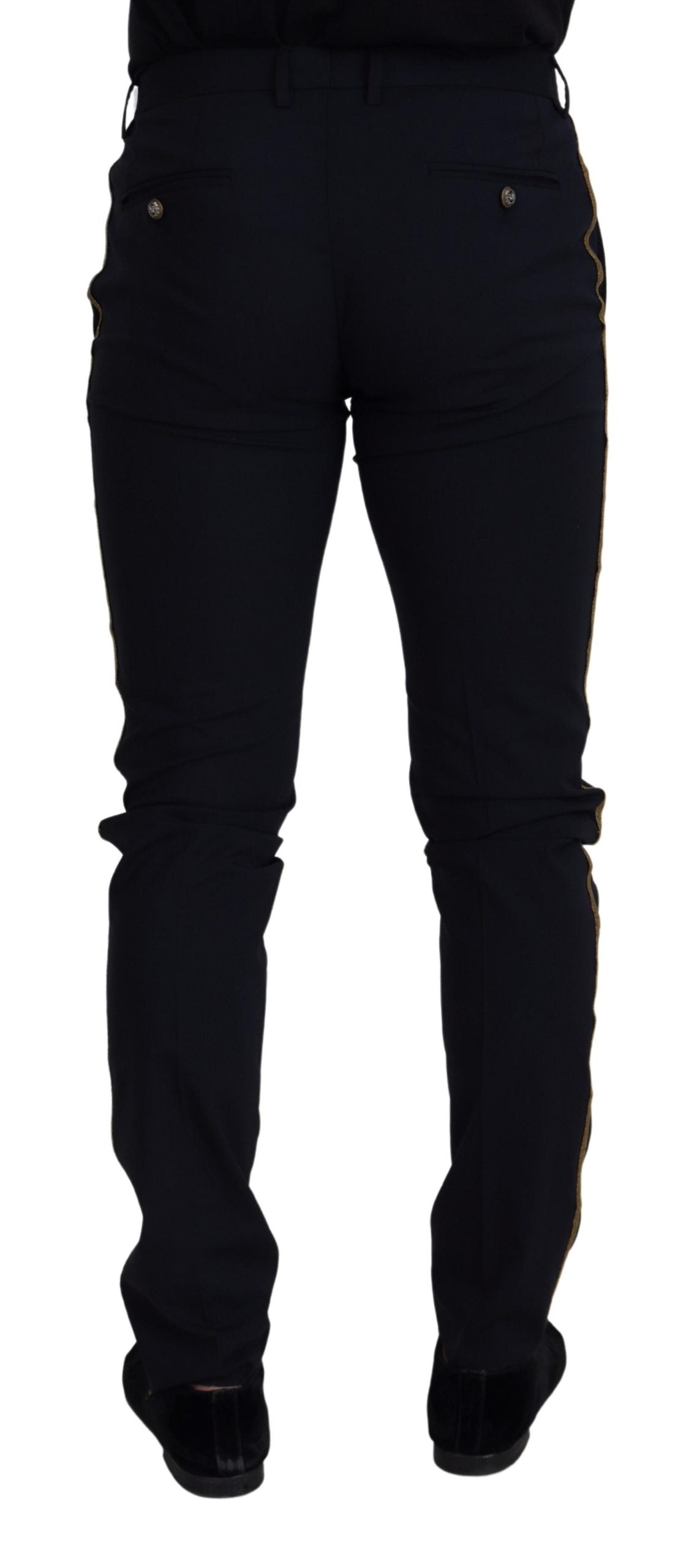 Dolce & Gabbana Black Wool Slim Formal Men's Pants