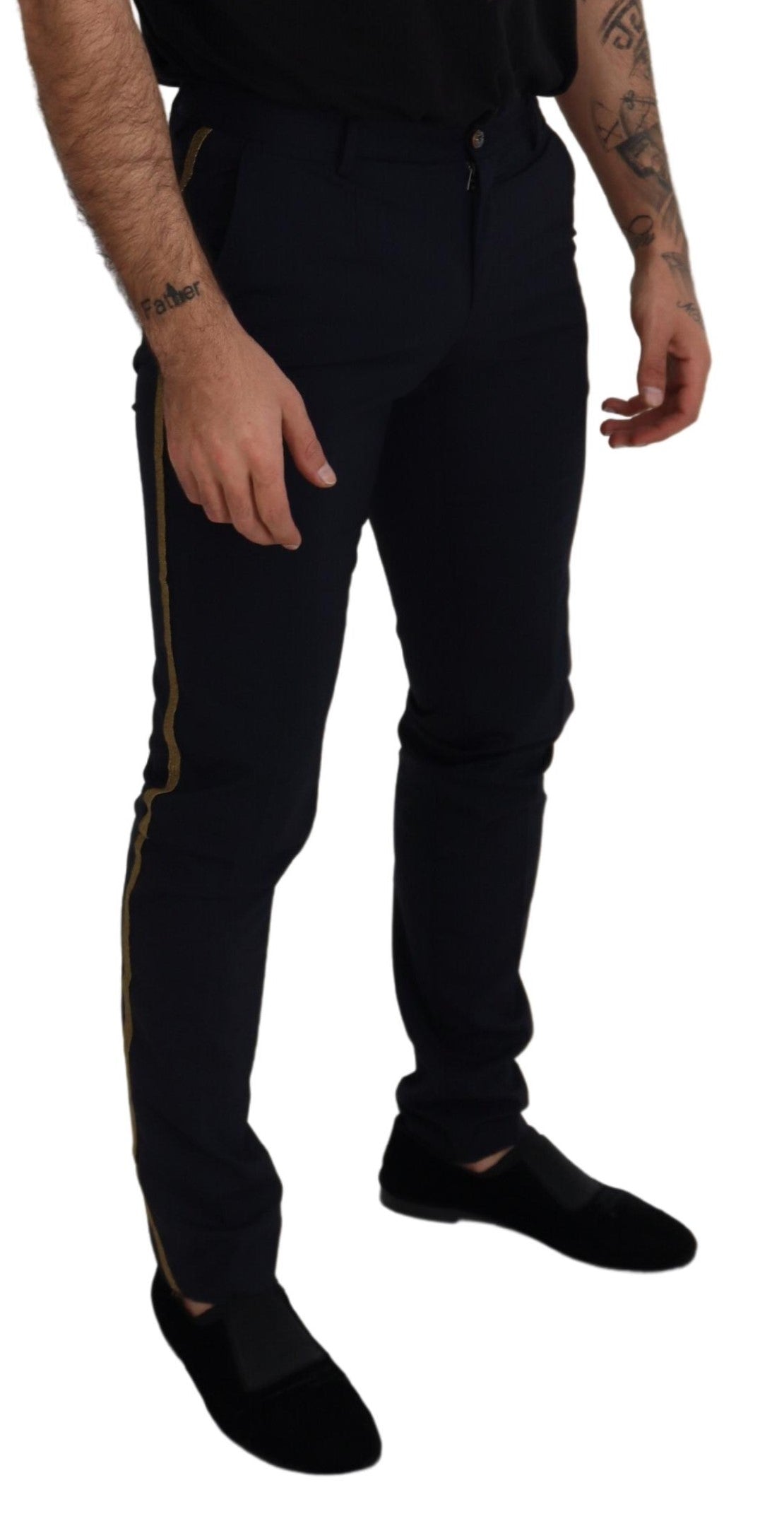 Dolce & Gabbana Black Wool Slim Formal Men's Pants