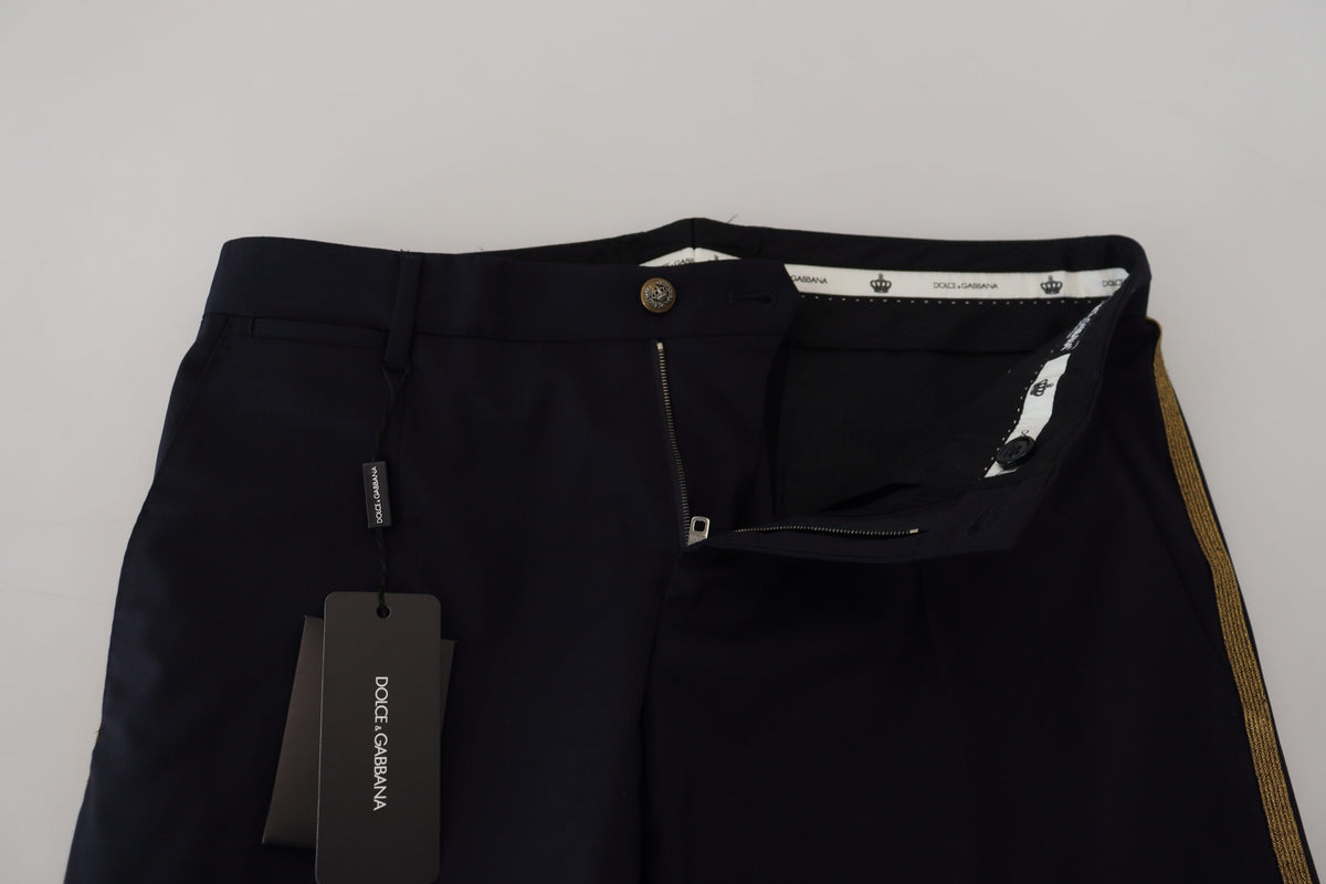 Dolce & Gabbana Black Wool Slim Formal Men's Pants