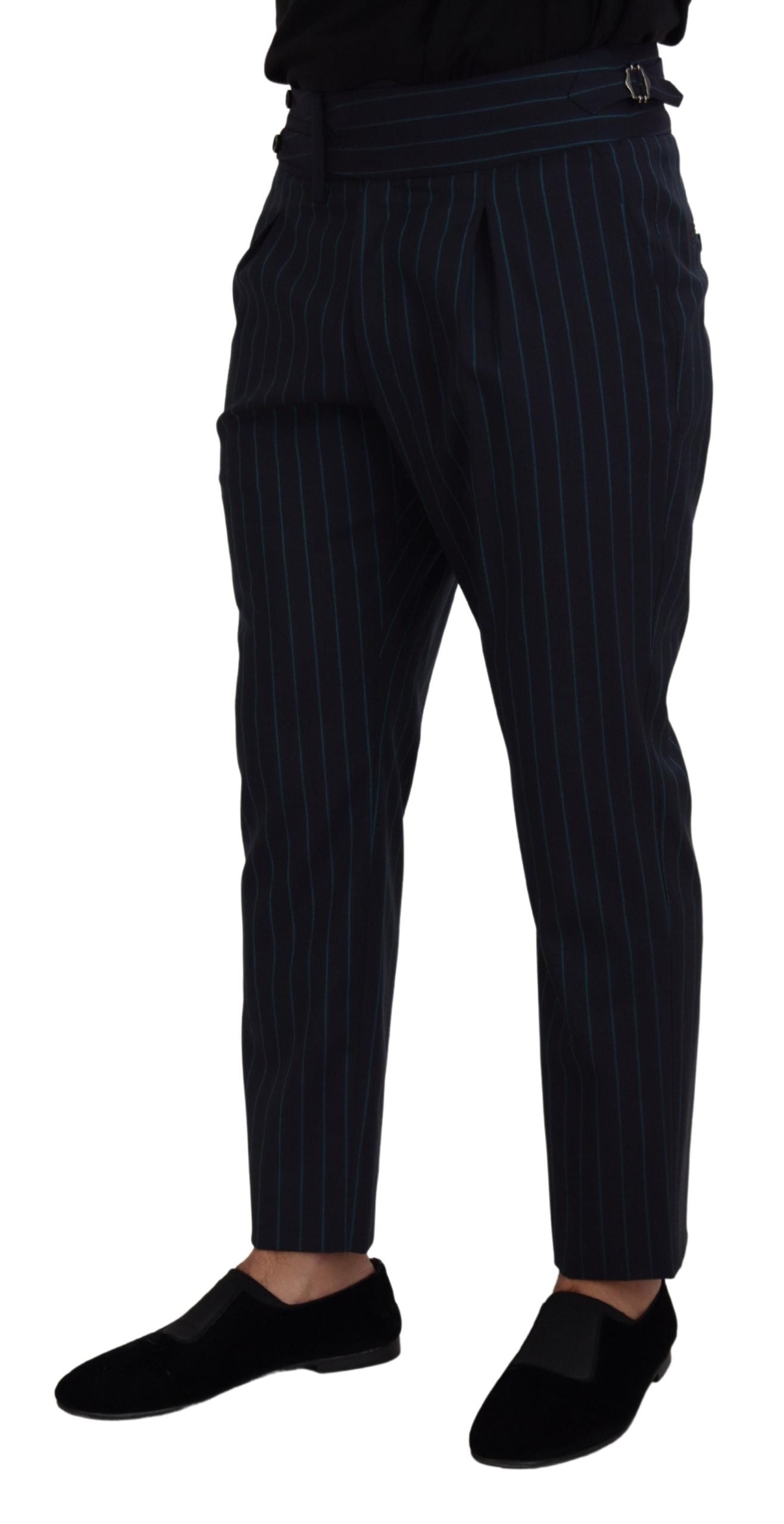 Dolce & Gabbana Blue Striped Men Formal Men's Pants