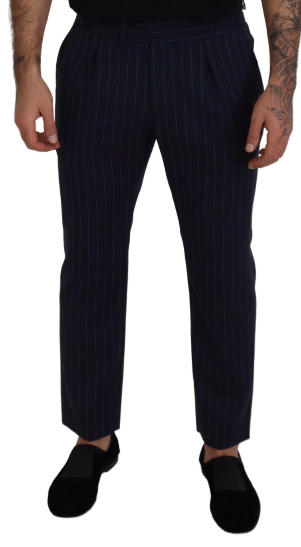 Dolce & Gabbana Blue Striped Men Formal Men's Pants