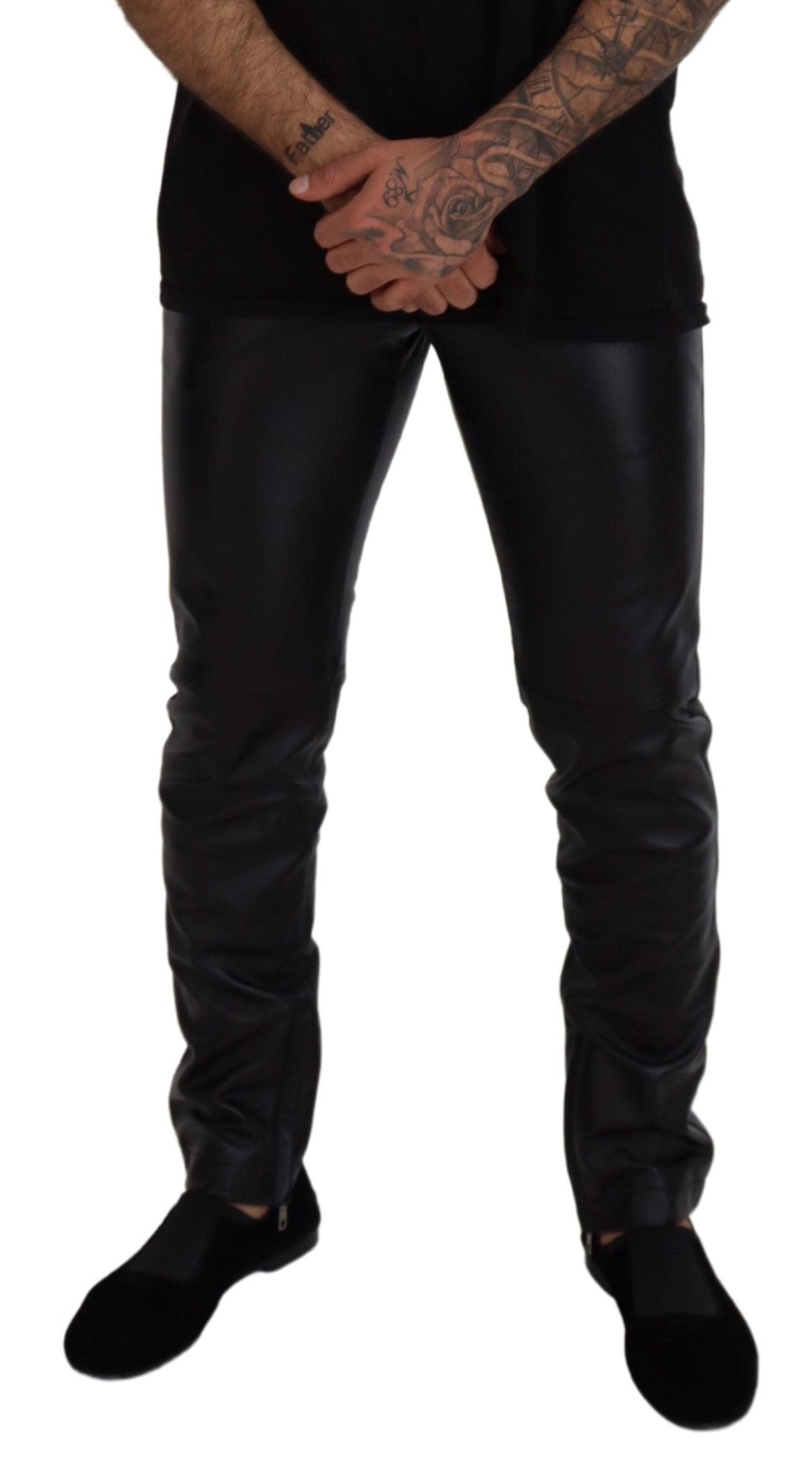 Dolce & Gabbana Black Shiny Stretch Skinny Men's Pants