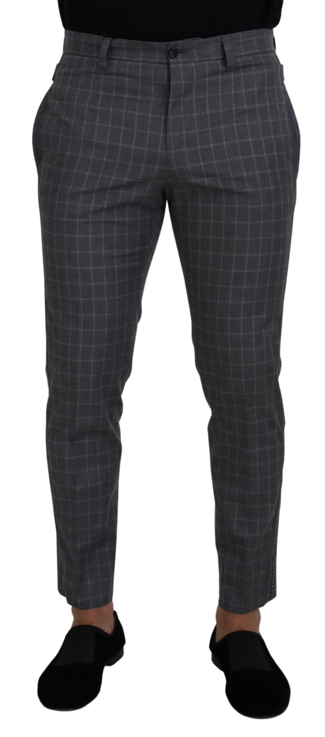 Dolce & Gabbana Elegant Checkered Cotton Pants for Men's Men