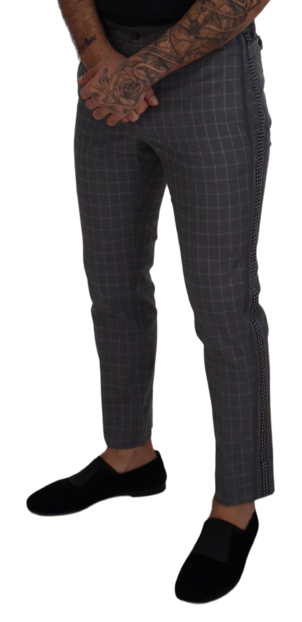 Dolce & Gabbana Elegant Checkered Cotton Pants for Men's Men