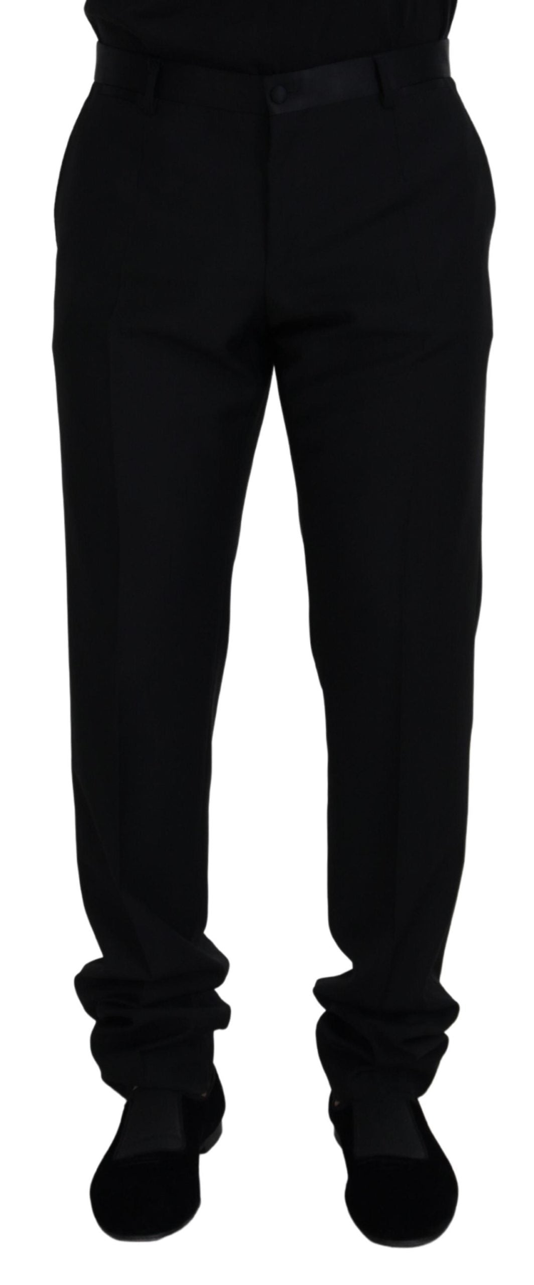 Dolce & Gabbana Elegant Black Virgin Wool Blend Men's Trousers