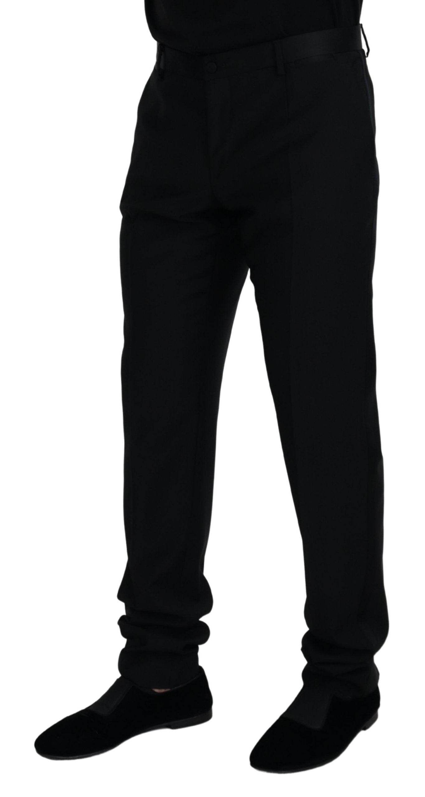 Dolce & Gabbana Black Wool Chino Formal Men's Pants
