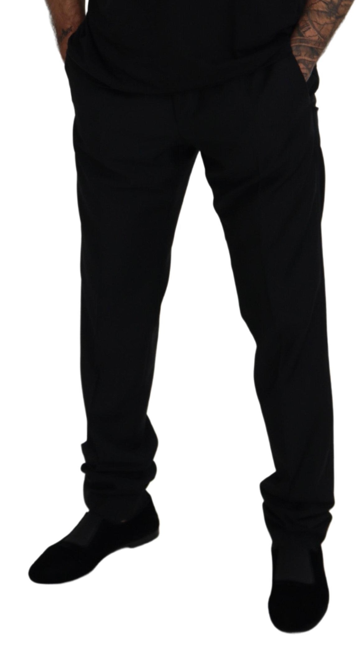 Dolce & Gabbana Elegant Black Virgin Wool Blend Men's Trousers