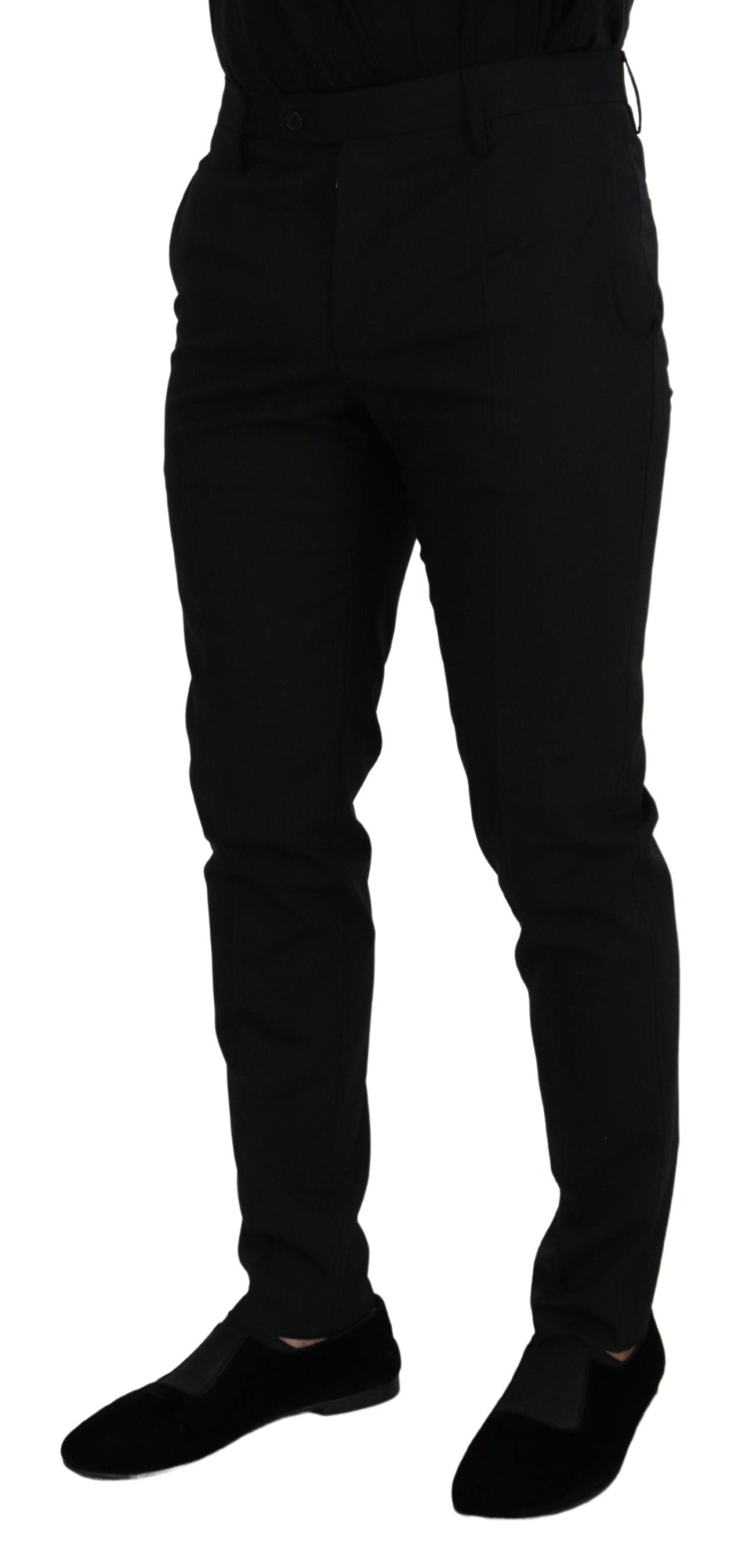 Dolce & Gabbana Black Polyester Chino Formal Men's Pants