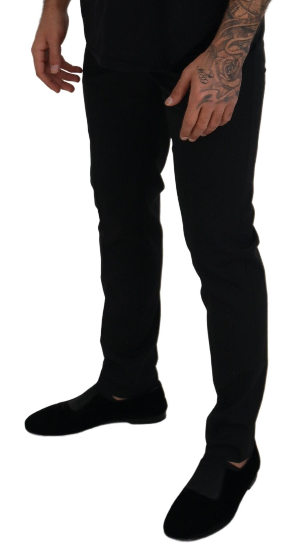 Dolce & Gabbana Black Polyester Chino Formal Men's Pants