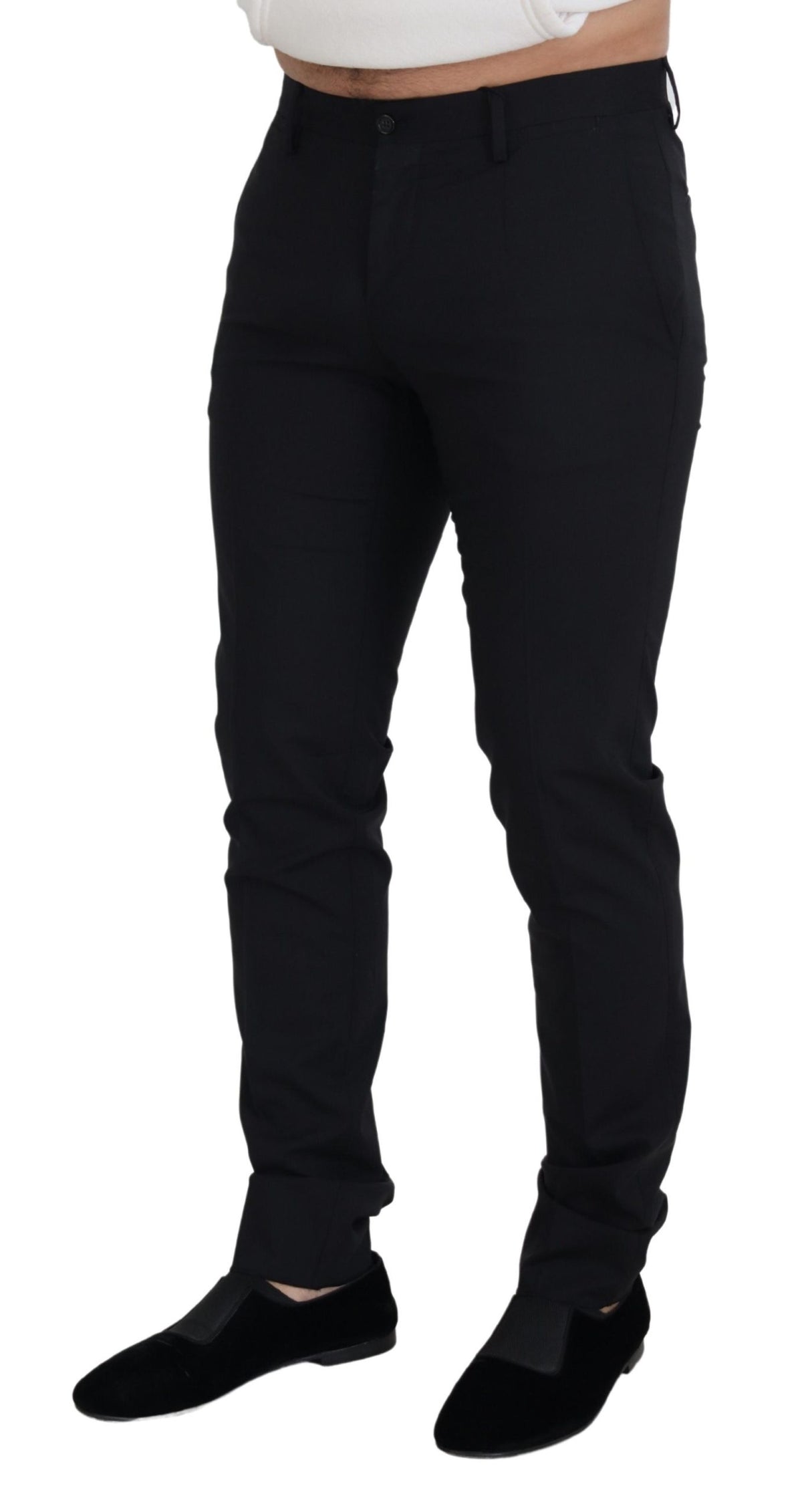 Dolce & Gabbana Black Wool Chino Formal Men's Pants