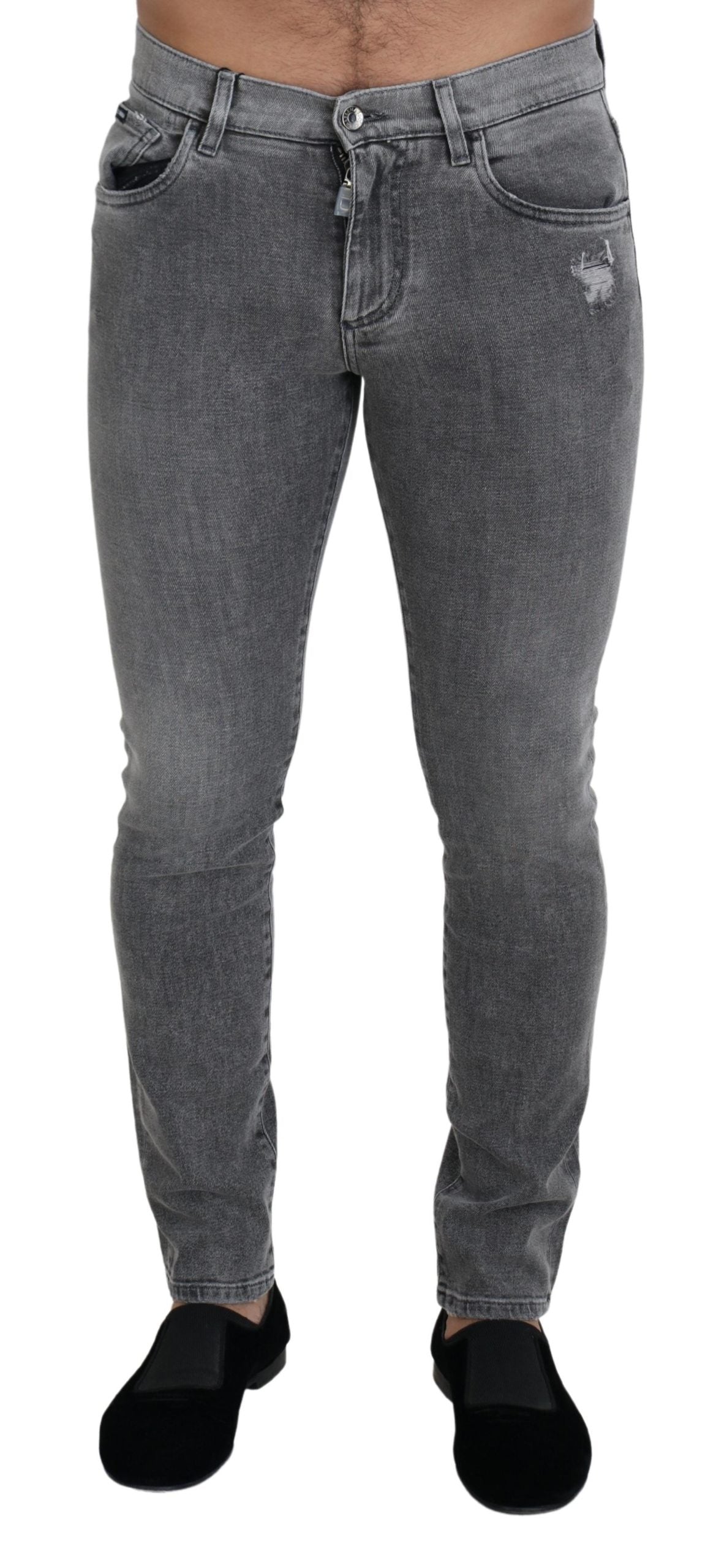 Dolce & Gabbana Grey Washed Cotton Skinny Denim Men's Jeans