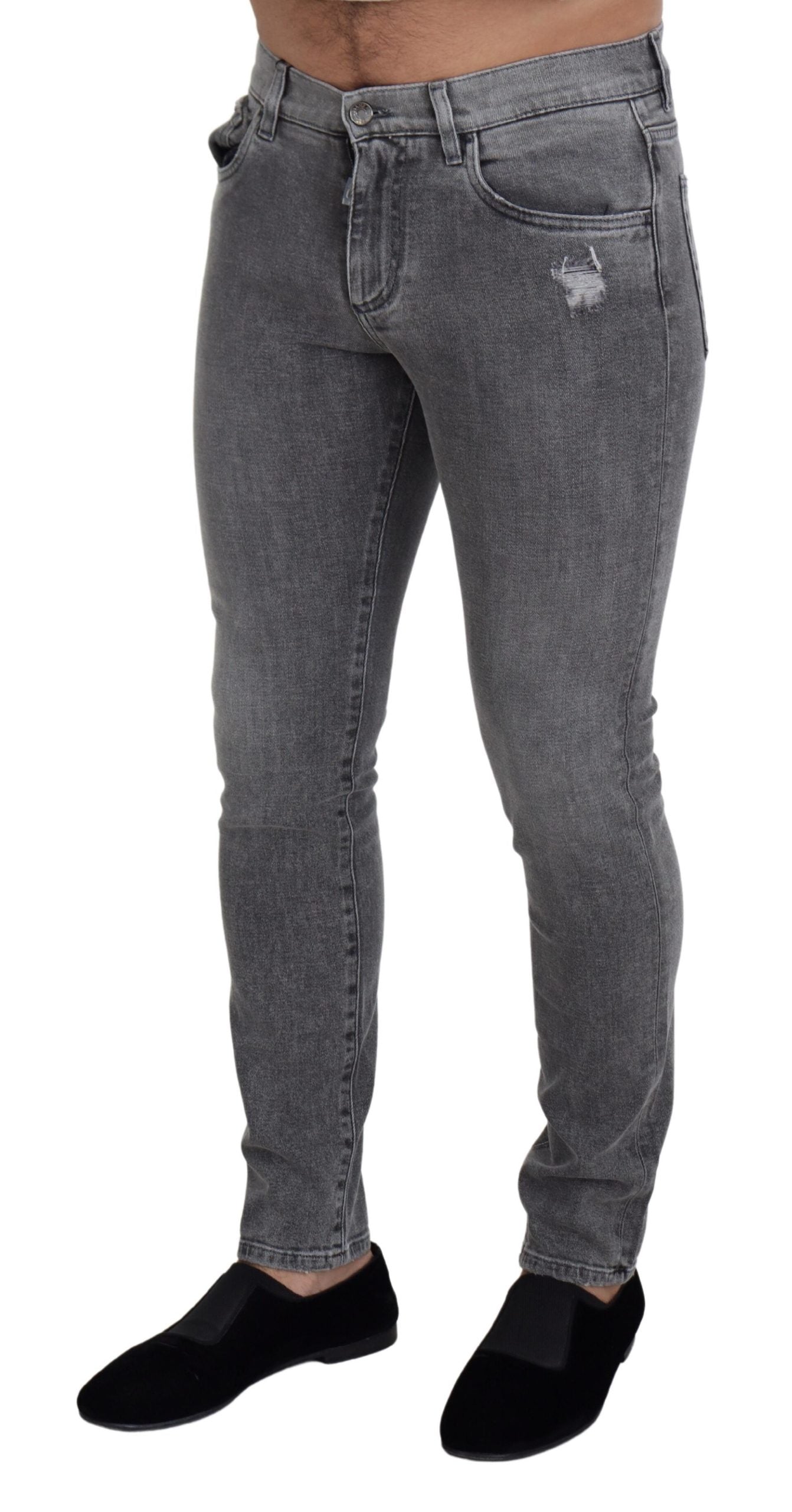 Dolce & Gabbana Grey Washed Cotton Skinny Denim Men's Jeans