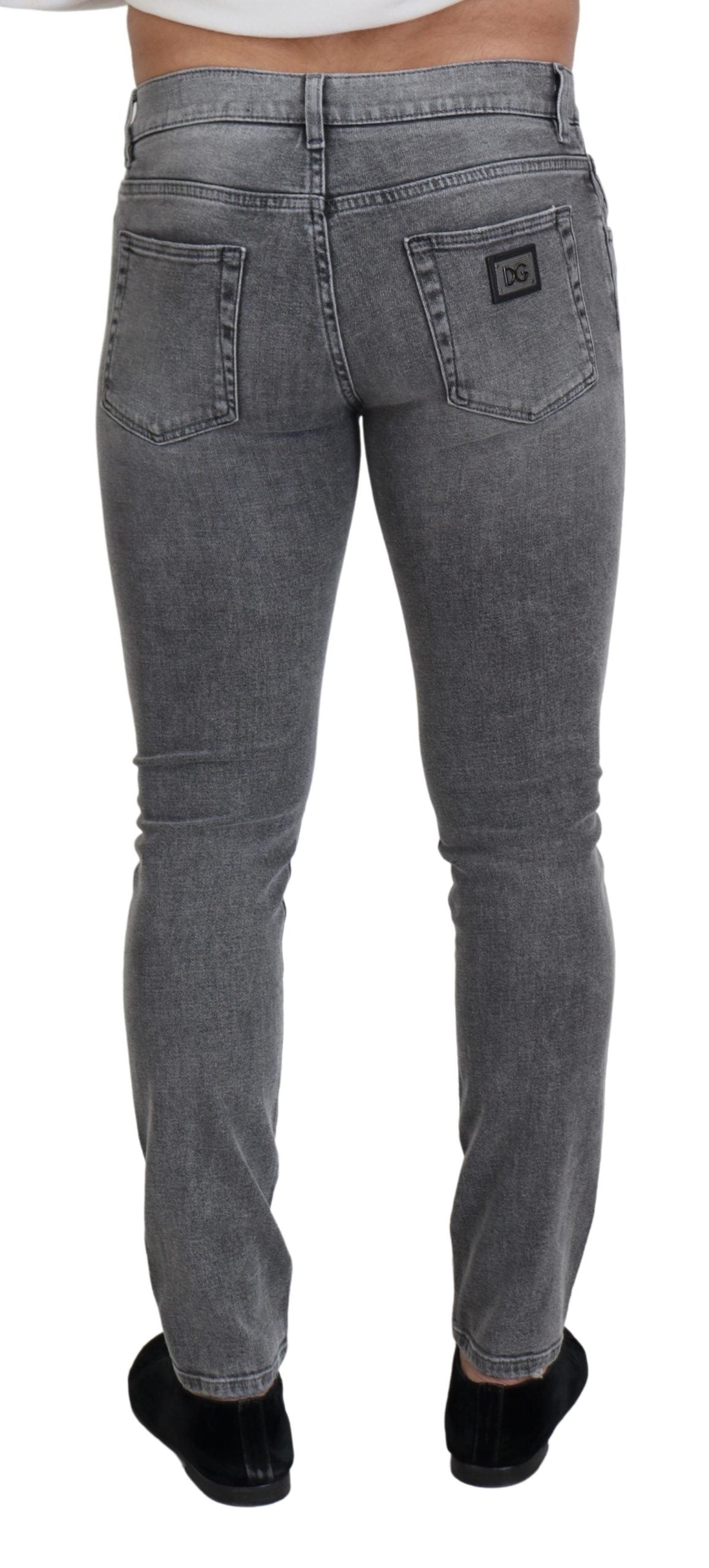 Dolce & Gabbana Grey Washed Cotton Skinny Denim Men's Jeans