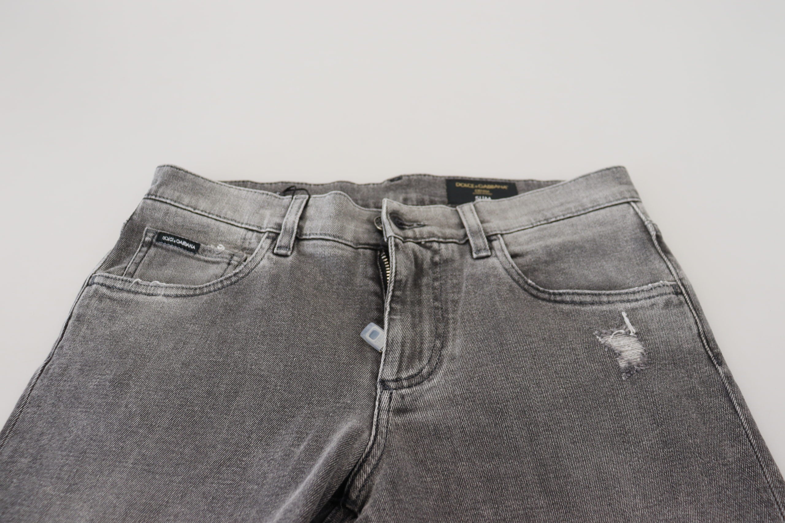 Dolce & Gabbana Grey Washed Cotton Skinny Denim Men's Jeans