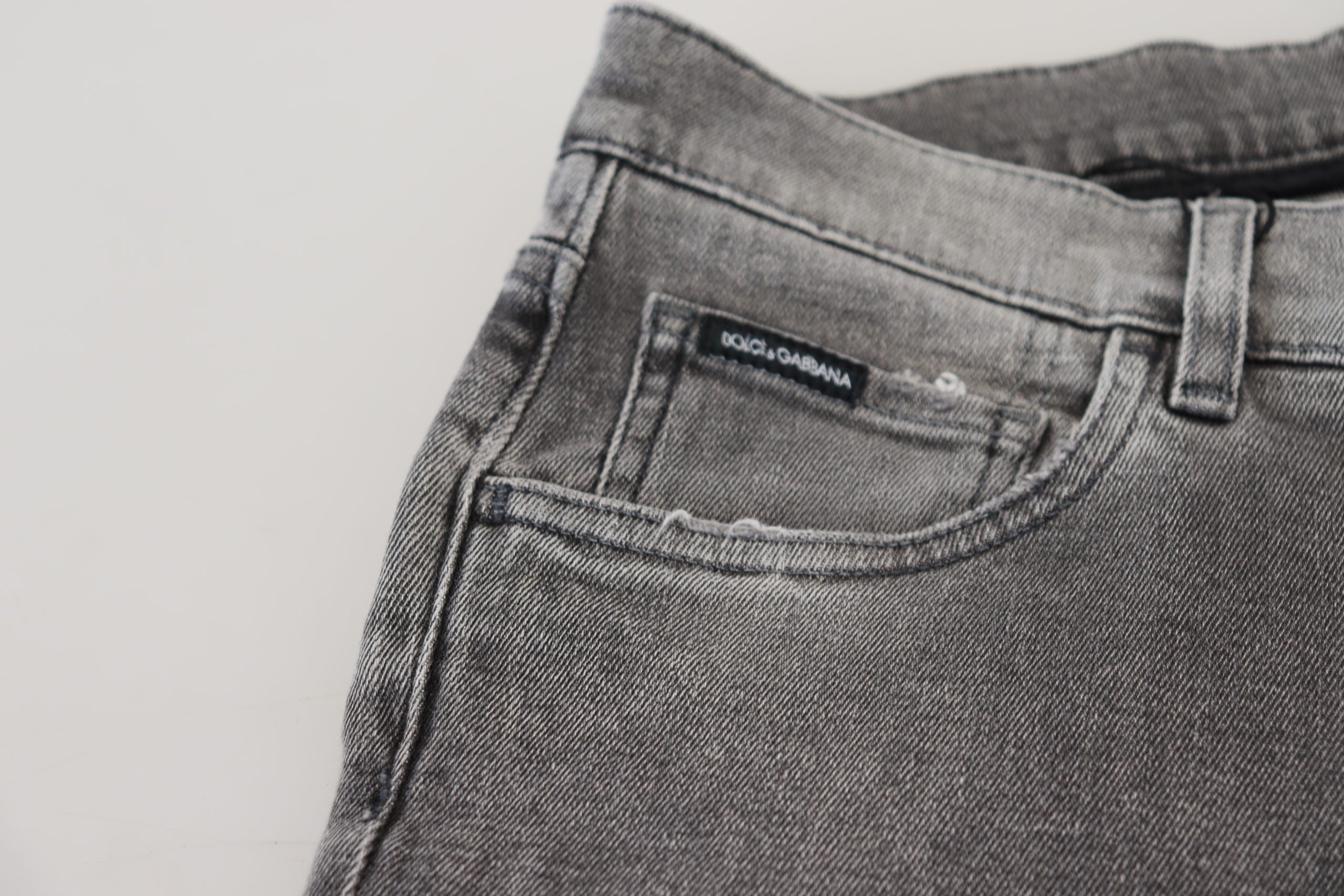 Dolce & Gabbana Grey Washed Cotton Skinny Denim Men's Jeans