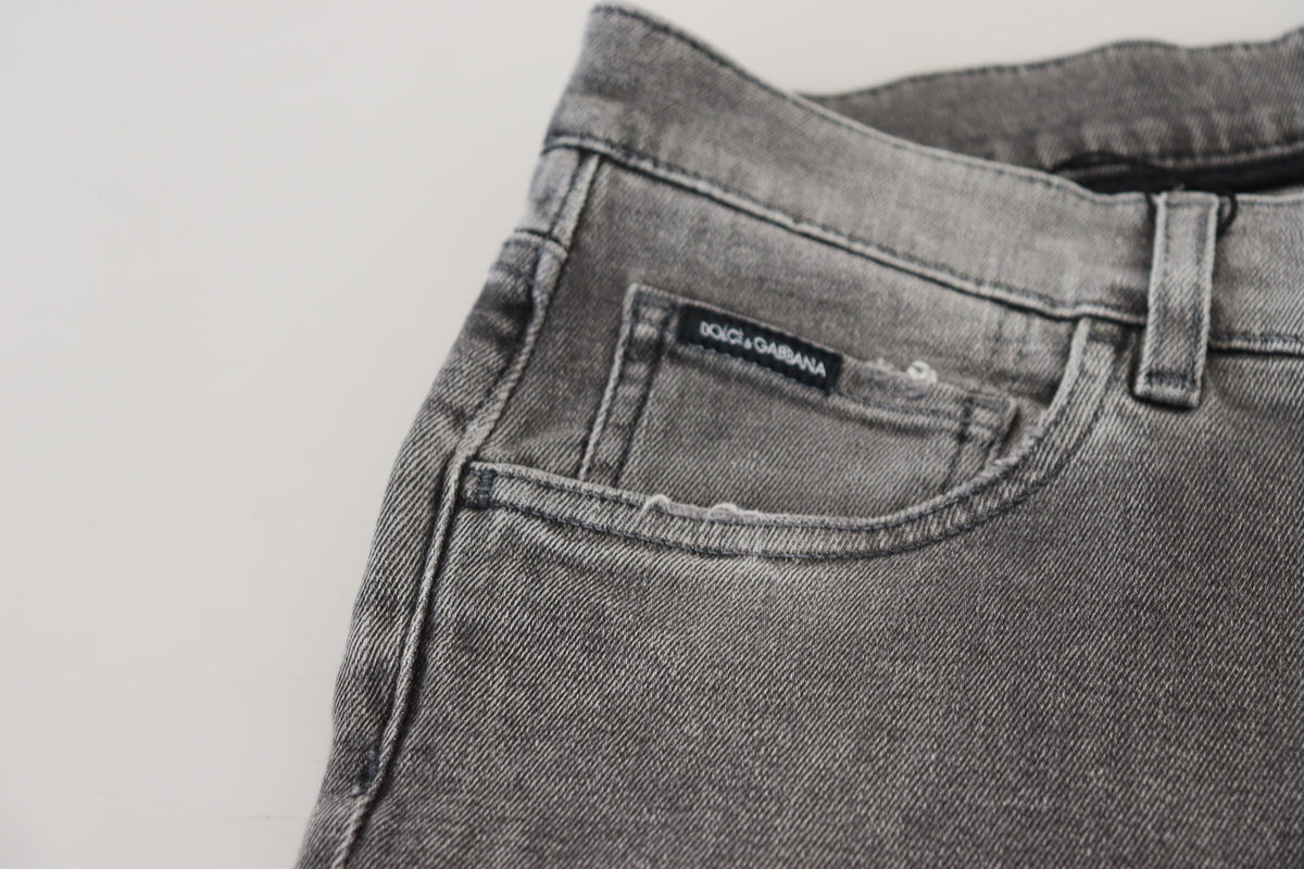 Dolce & Gabbana Grey Washed Cotton Skinny Denim Men's Jeans