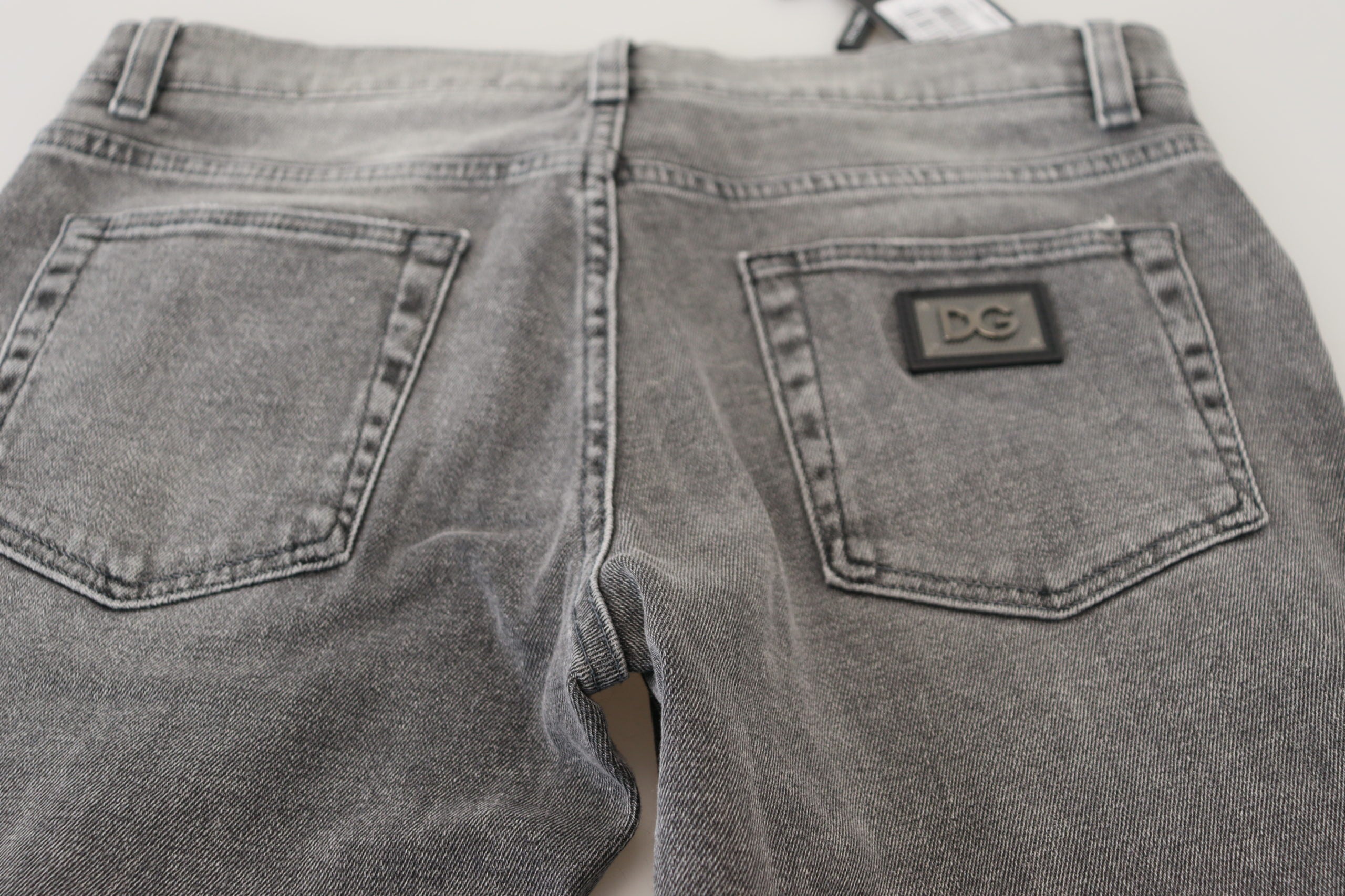 Dolce & Gabbana Grey Washed Cotton Skinny Denim Men's Jeans