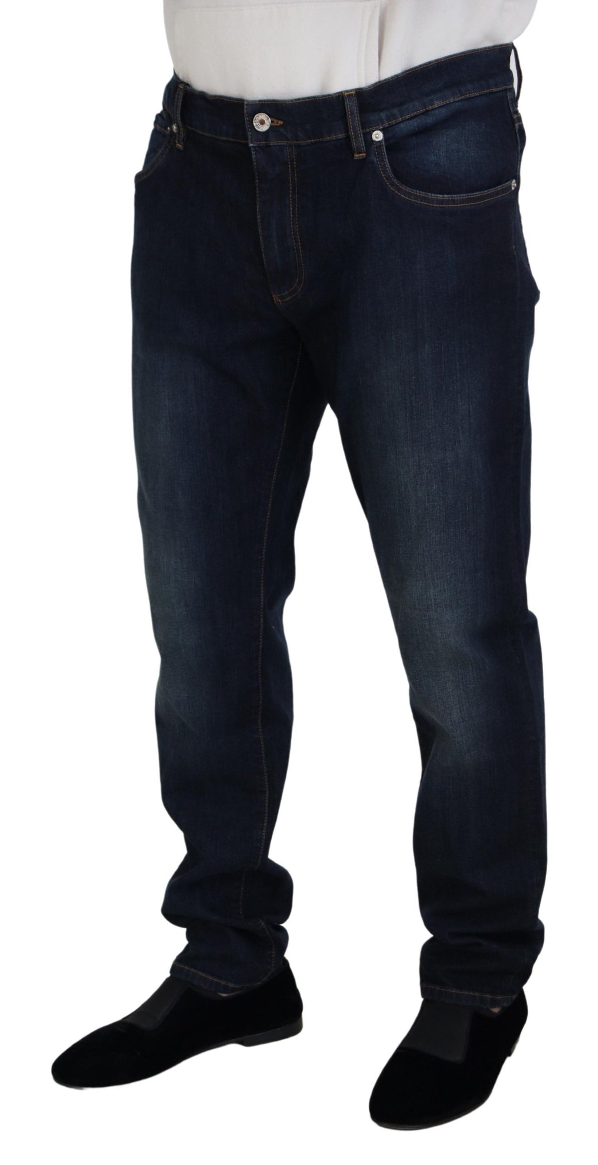 Dolce & Gabbana Blue Cotton Straight Fit Casual Denim Men's Jeans
