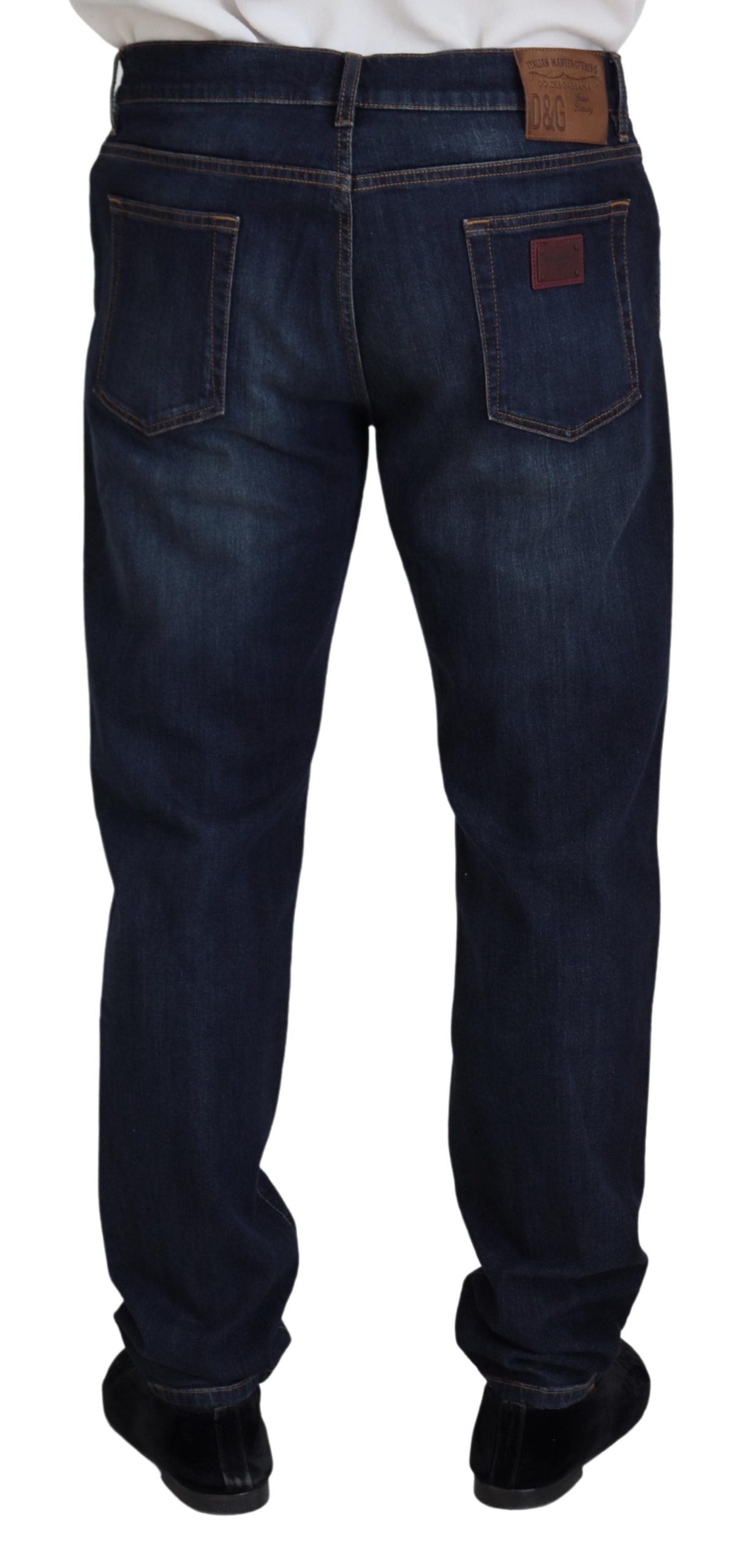 Dolce & Gabbana Blue Cotton Straight Fit Casual Denim Men's Jeans