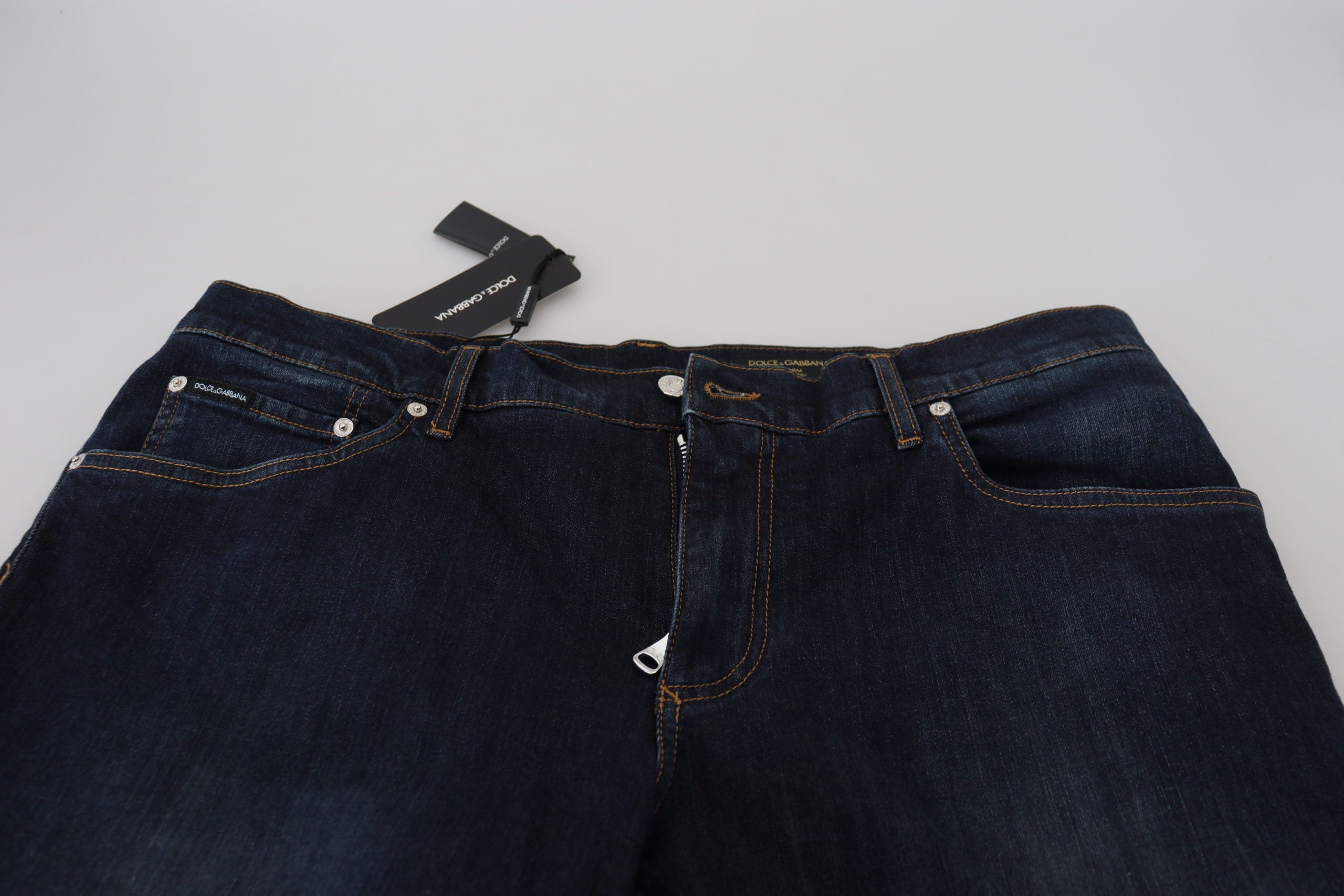 Dolce & Gabbana Blue Cotton Straight Fit Casual Denim Men's Jeans