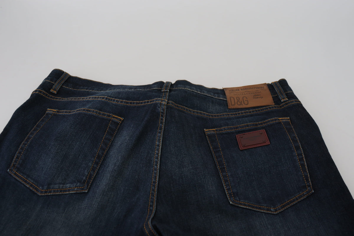 Dolce & Gabbana Blue Cotton Straight Fit Casual Denim Men's Jeans