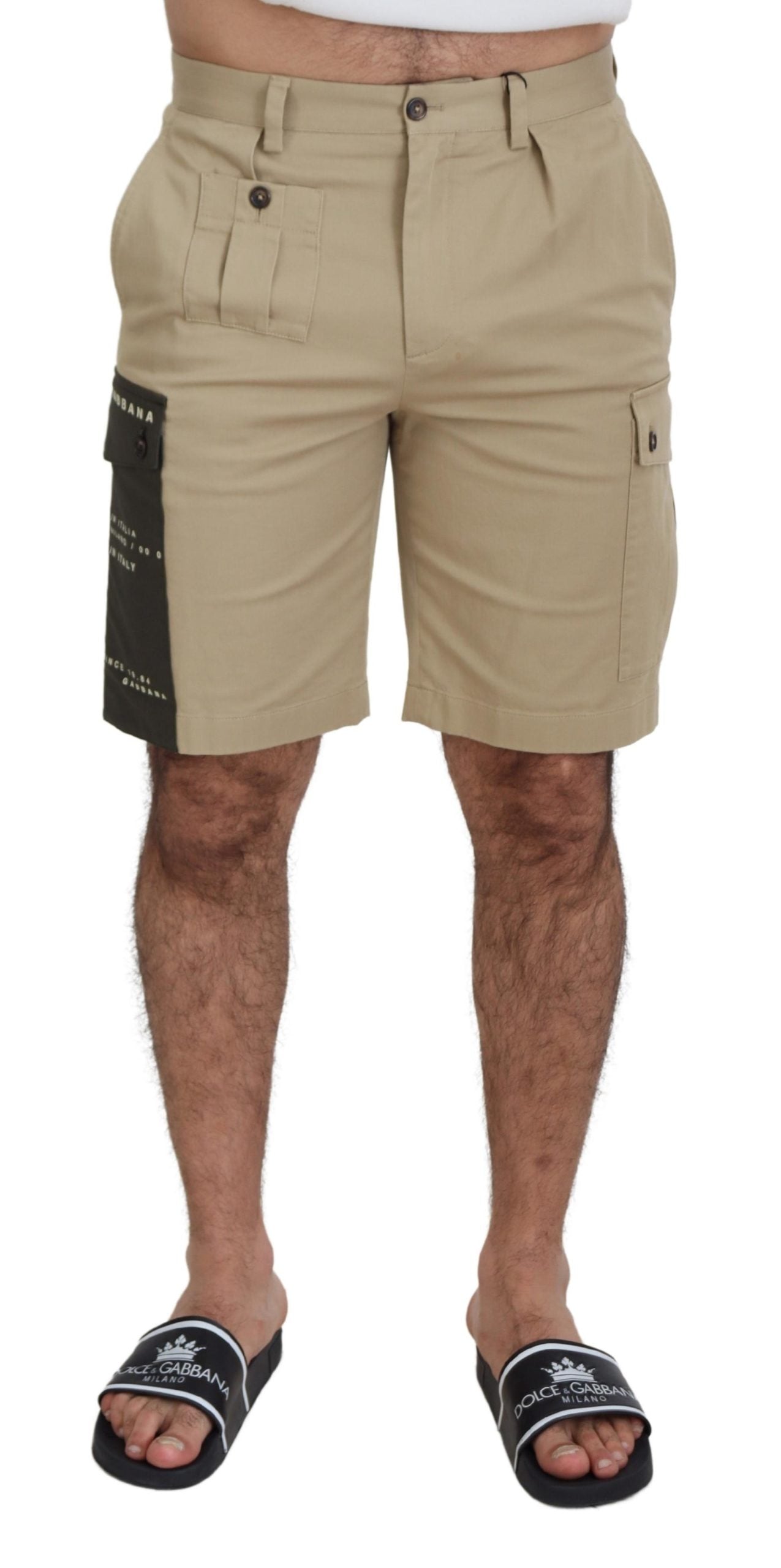 Dolce & Gabbana Beige Cotton Cargo Bermuda Men's Shorts