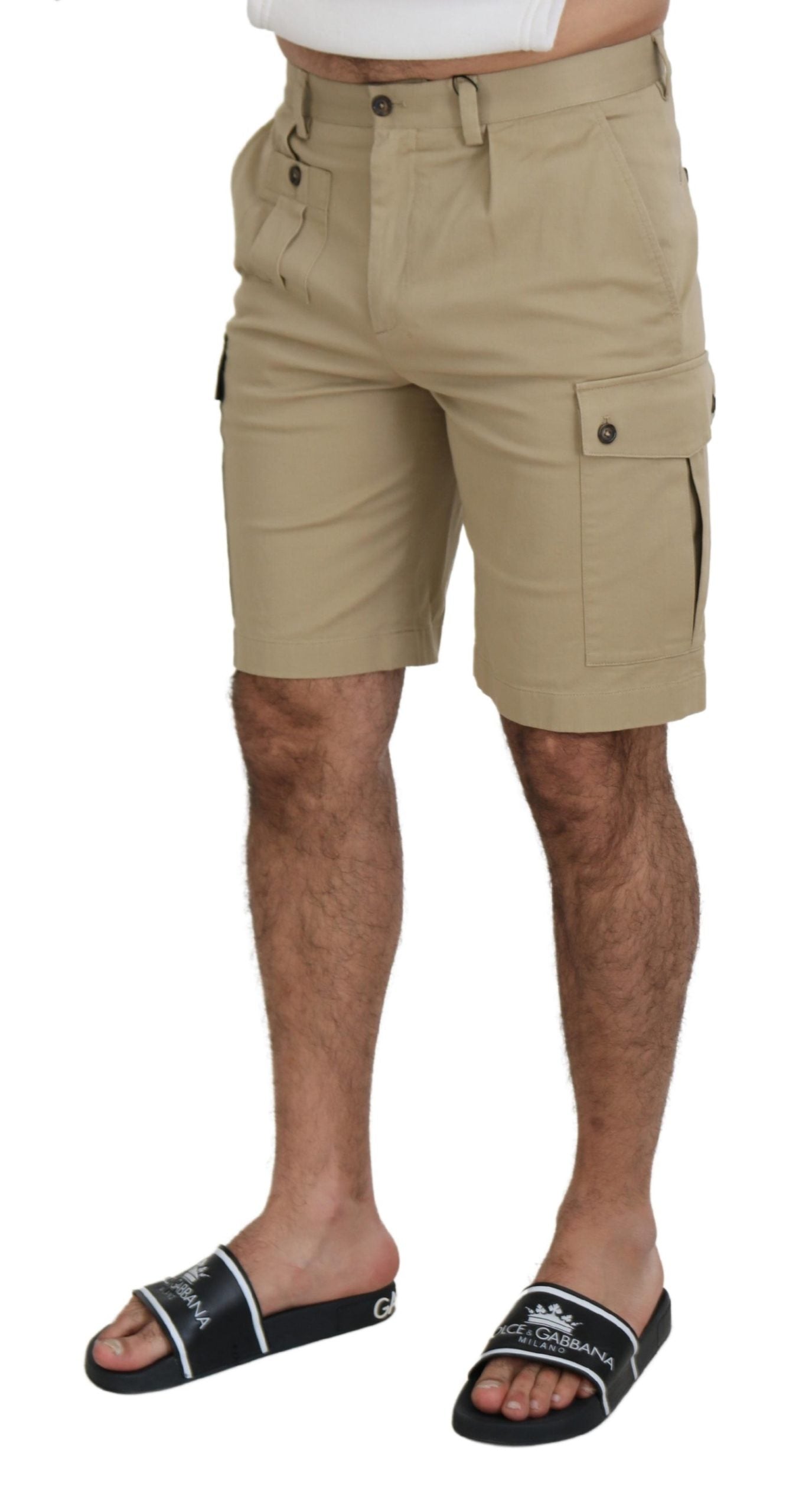 Dolce & Gabbana Elegant Beige Cotton Blend Designer Men's Shorts