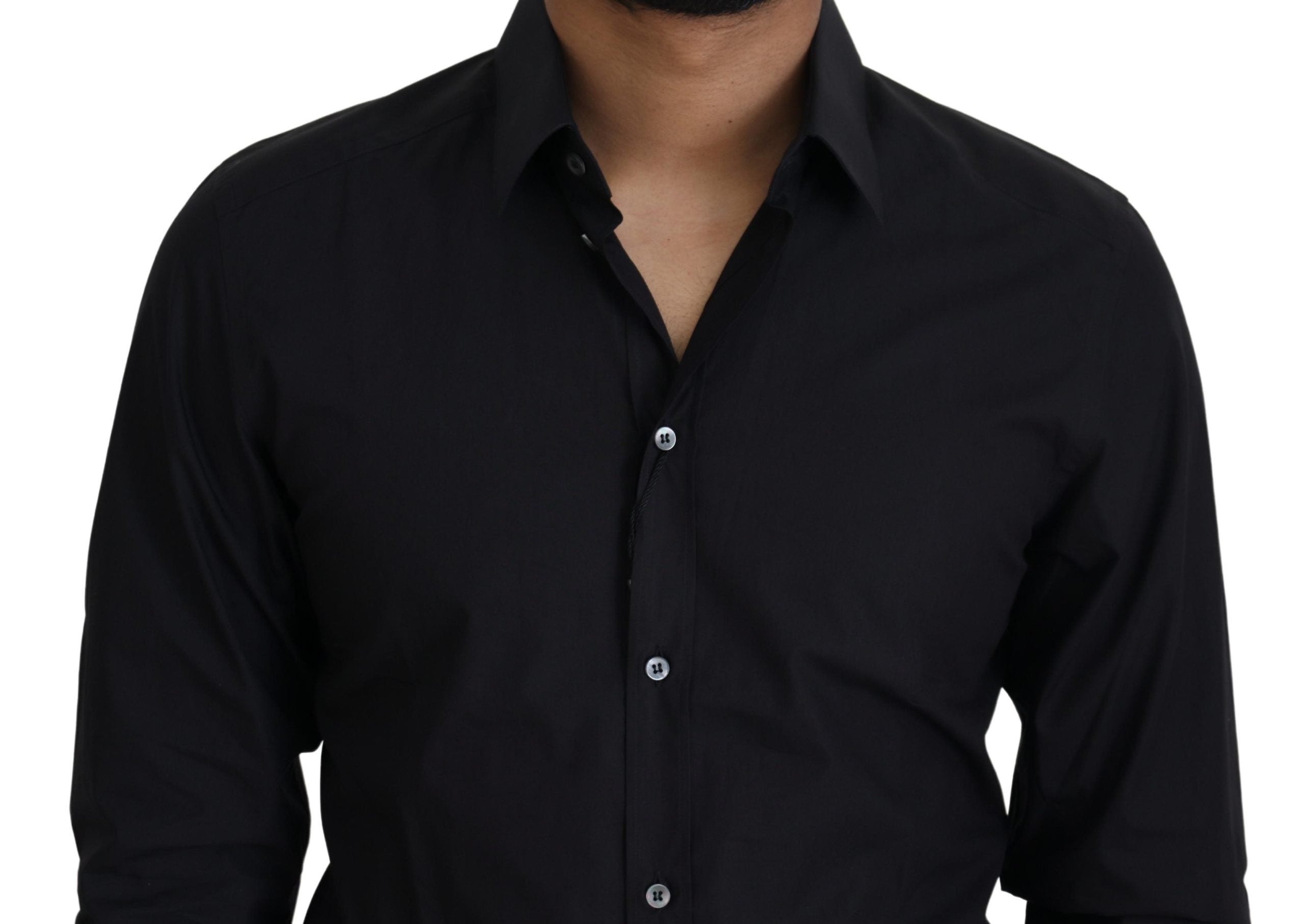 Dolce & Gabbana Elegant Slim Fit Black Cotton Dress Men's Shirt