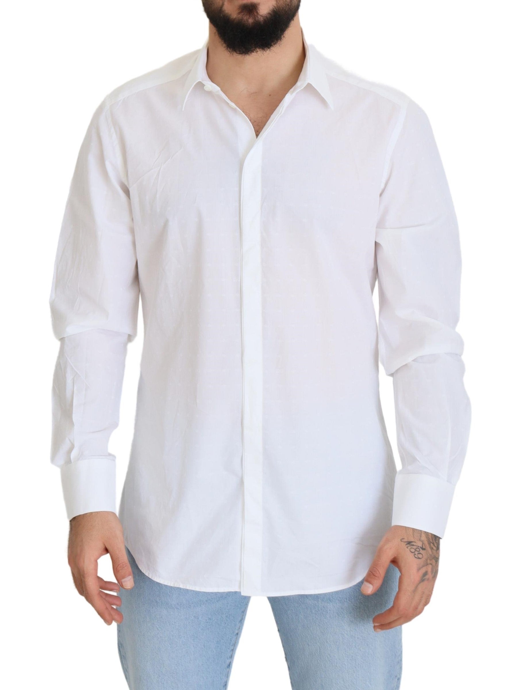 Dolce & Gabbana Elegance Reimagined White Cotton Dress Men's Shirt