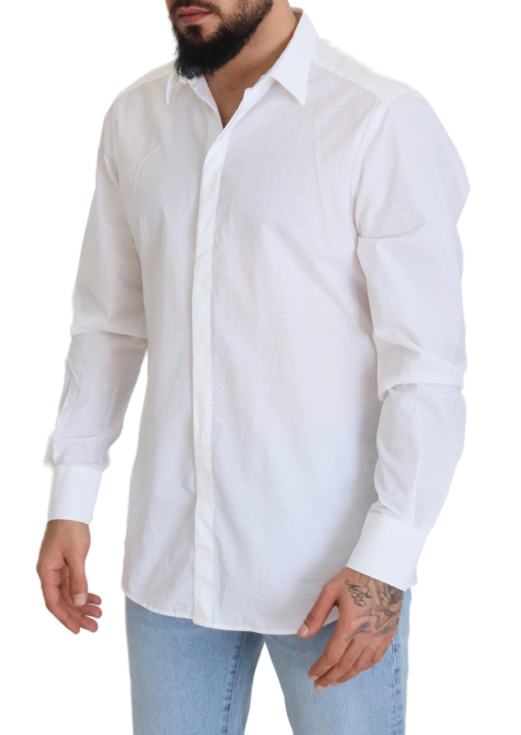 Dolce & Gabbana Elegance Reimagined White Cotton Dress Men's Shirt