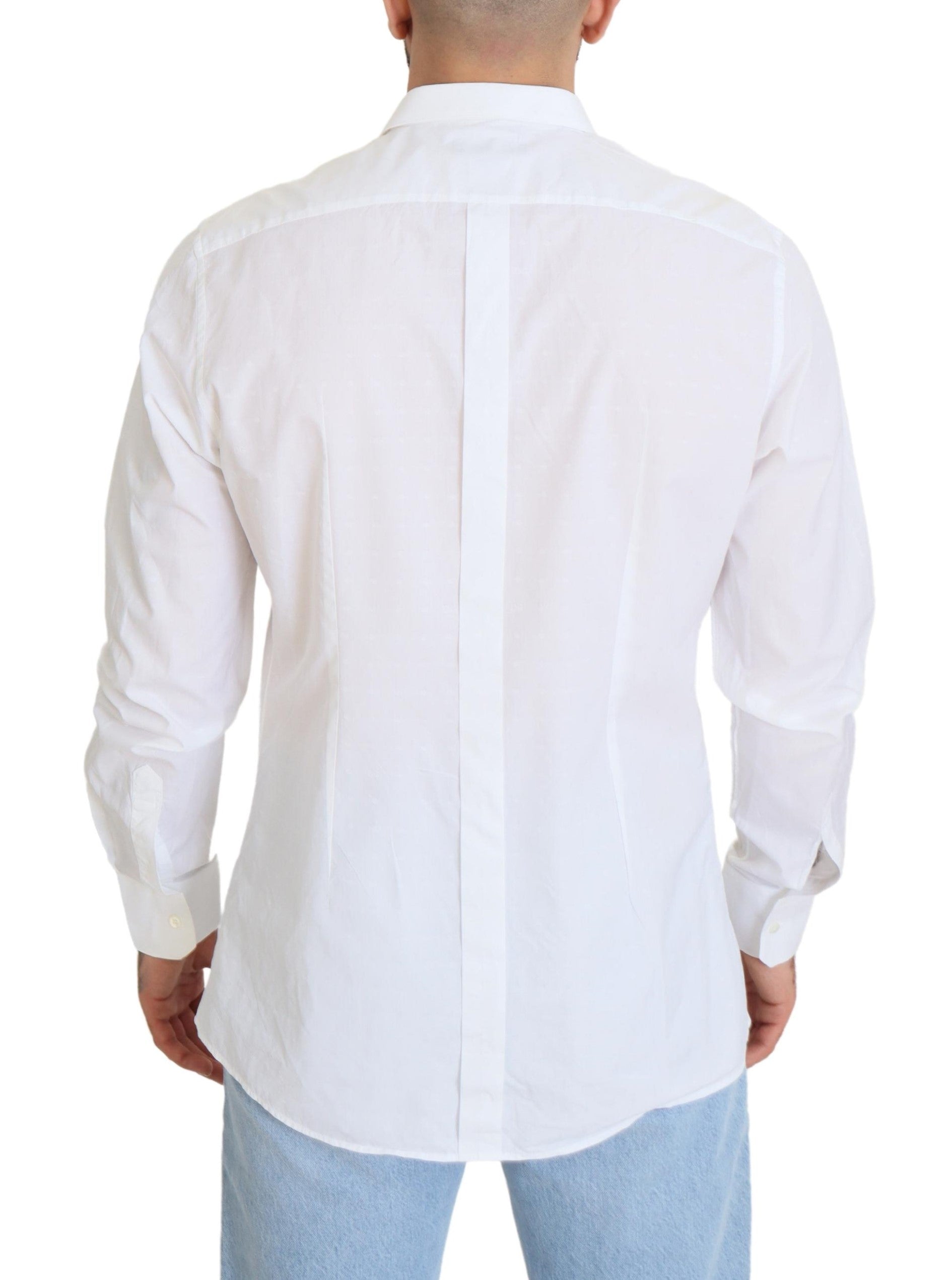 Dolce & Gabbana Elegance Reimagined White Cotton Dress Men's Shirt